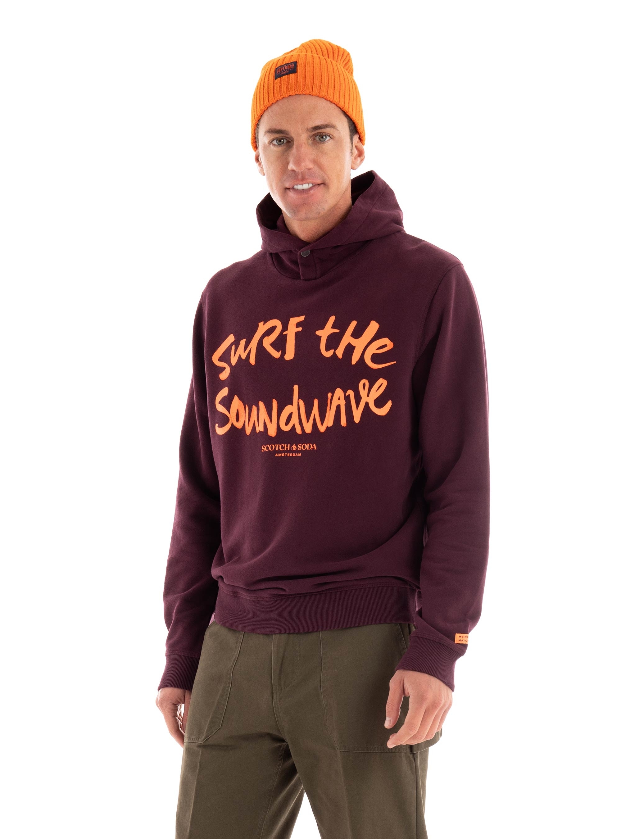 Scotch & Soda Regular Fit Surf Tthe Soundwave Hoodie - Wine