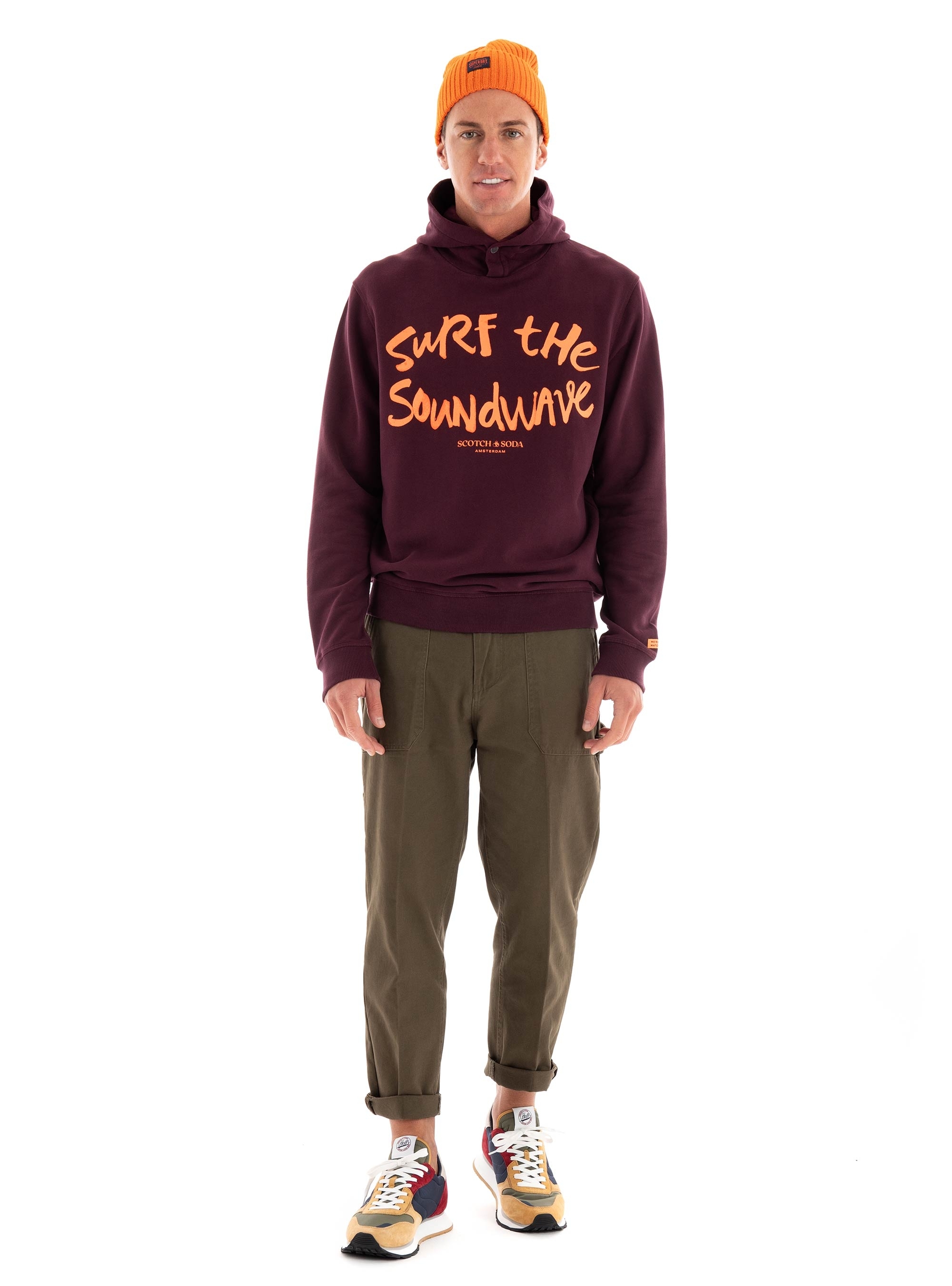 Scotch & Soda Regular Fit Surf Tthe Soundwave Hoodie - Wine