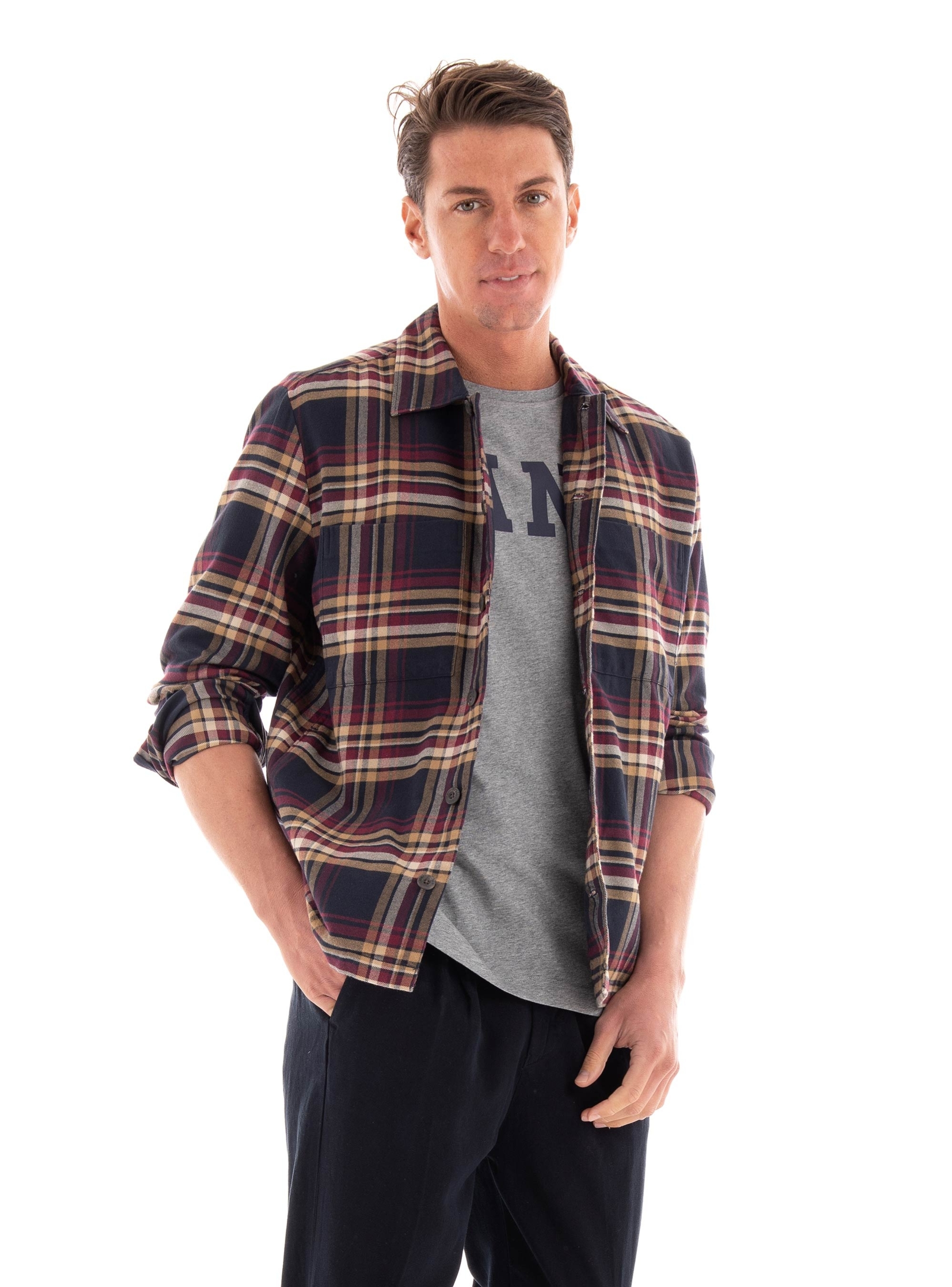 Marc O Polo Bowling Collar Overshirt - Dark Blue