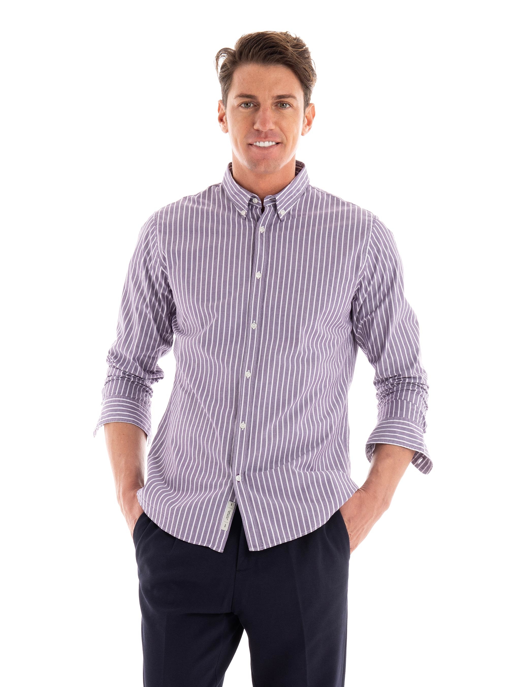 Scotch & Soda Essential Poplin Stripe Shirt - Violet