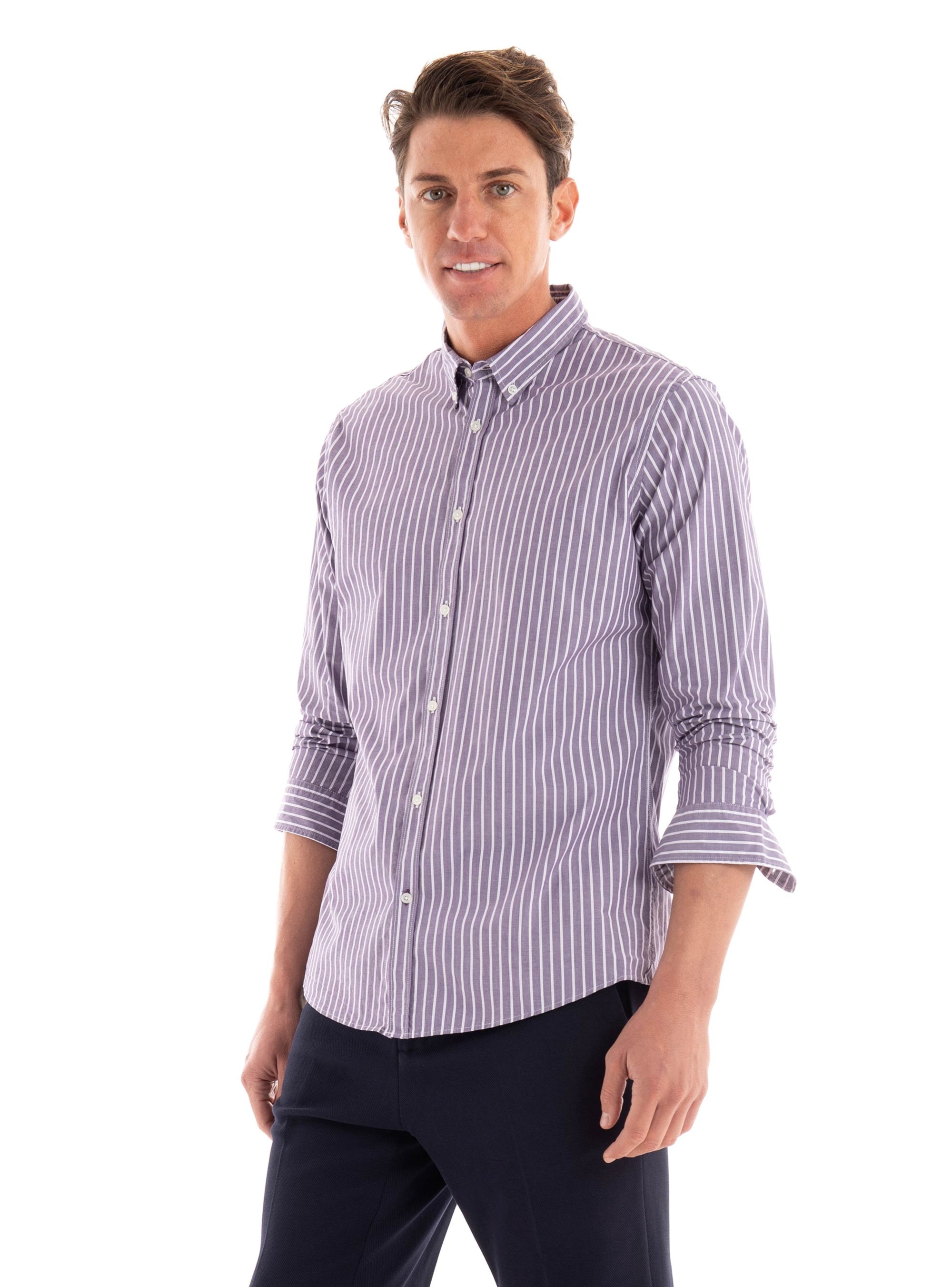 Scotch & Soda Essential Poplin Stripe Shirt - Violet