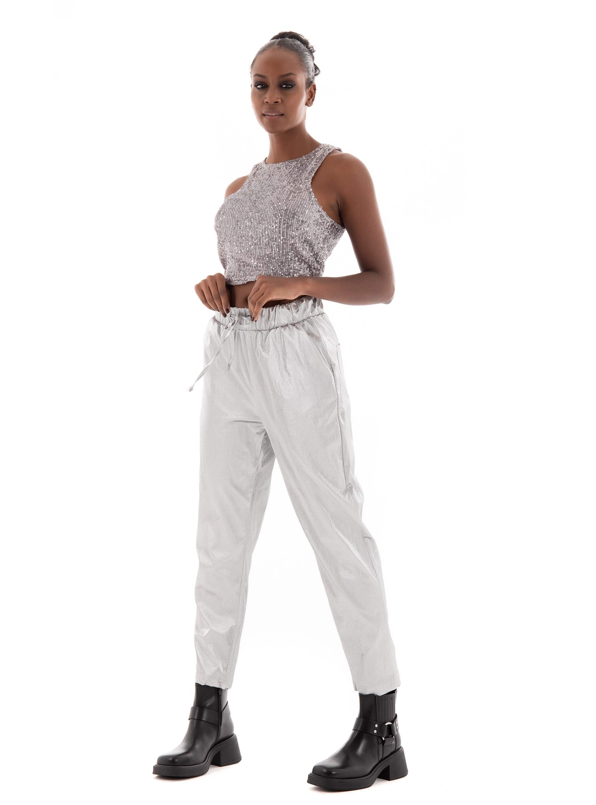 Only Ana Sequins Short Top - Silver