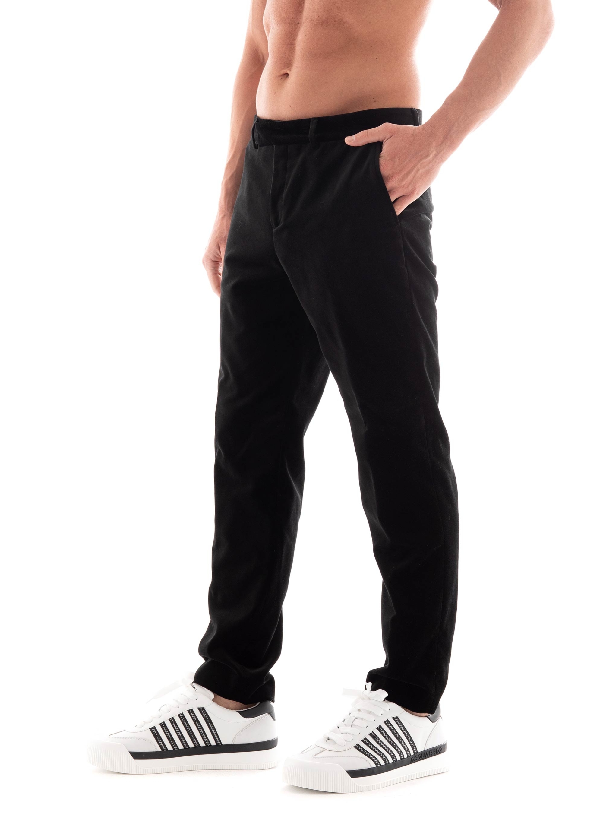 Selected Slim-Hale Velvet Cropped Trousers - Black