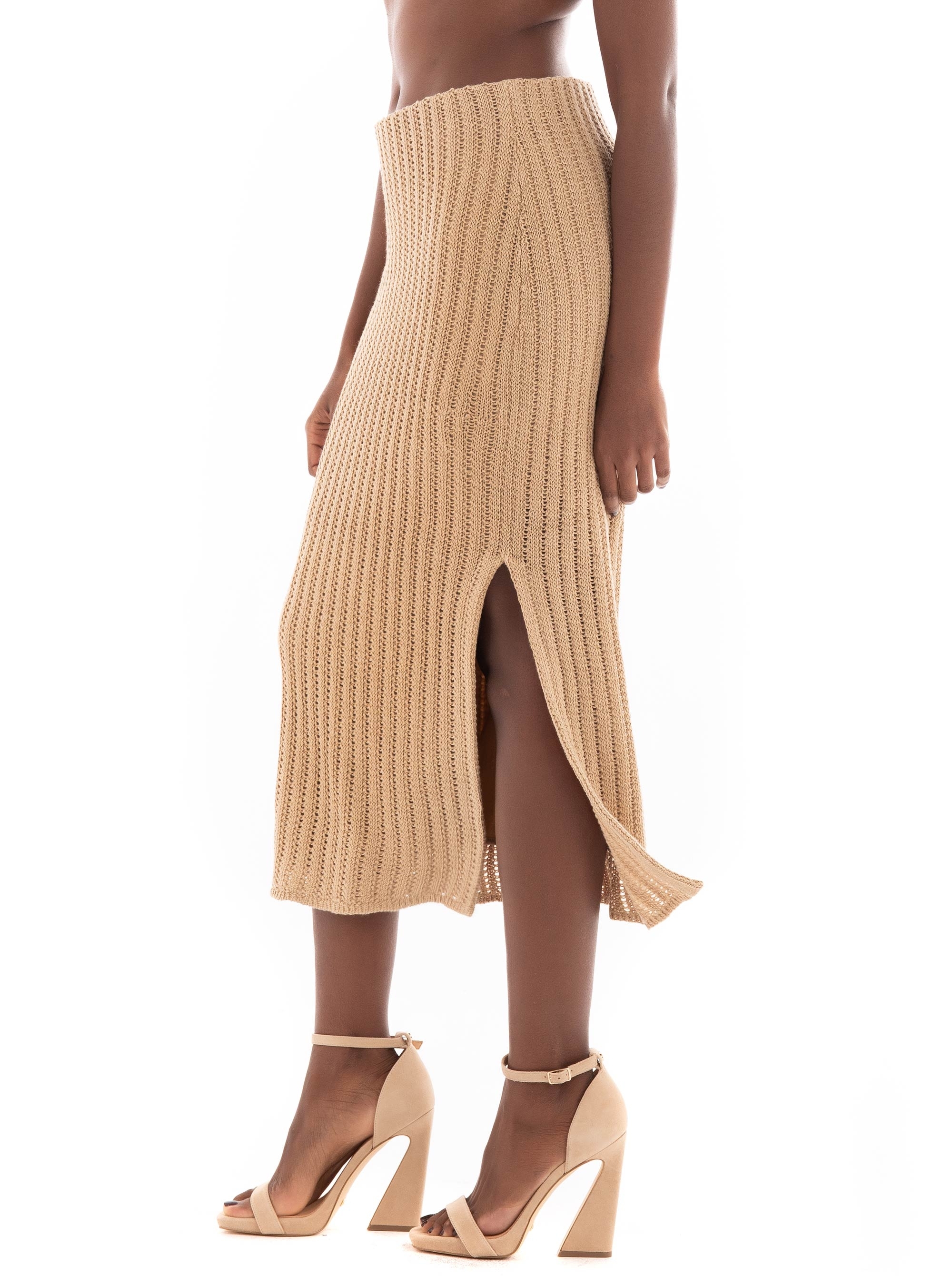 LAUREN Ralph Lauren Rib-Knit Linen Pencil Skirt - Beige