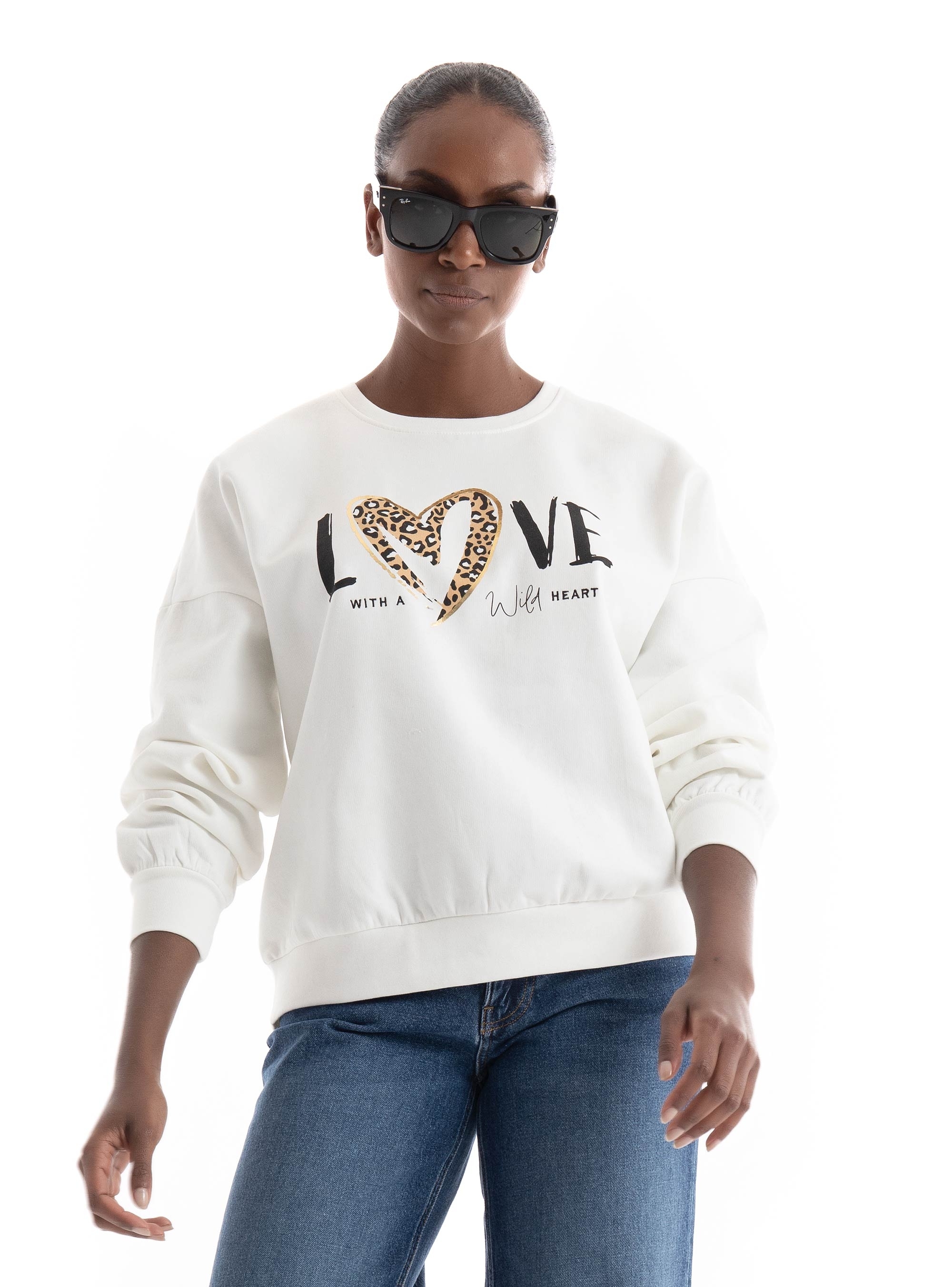 Only Frea Wild O-Neck Box Sweater - Off White