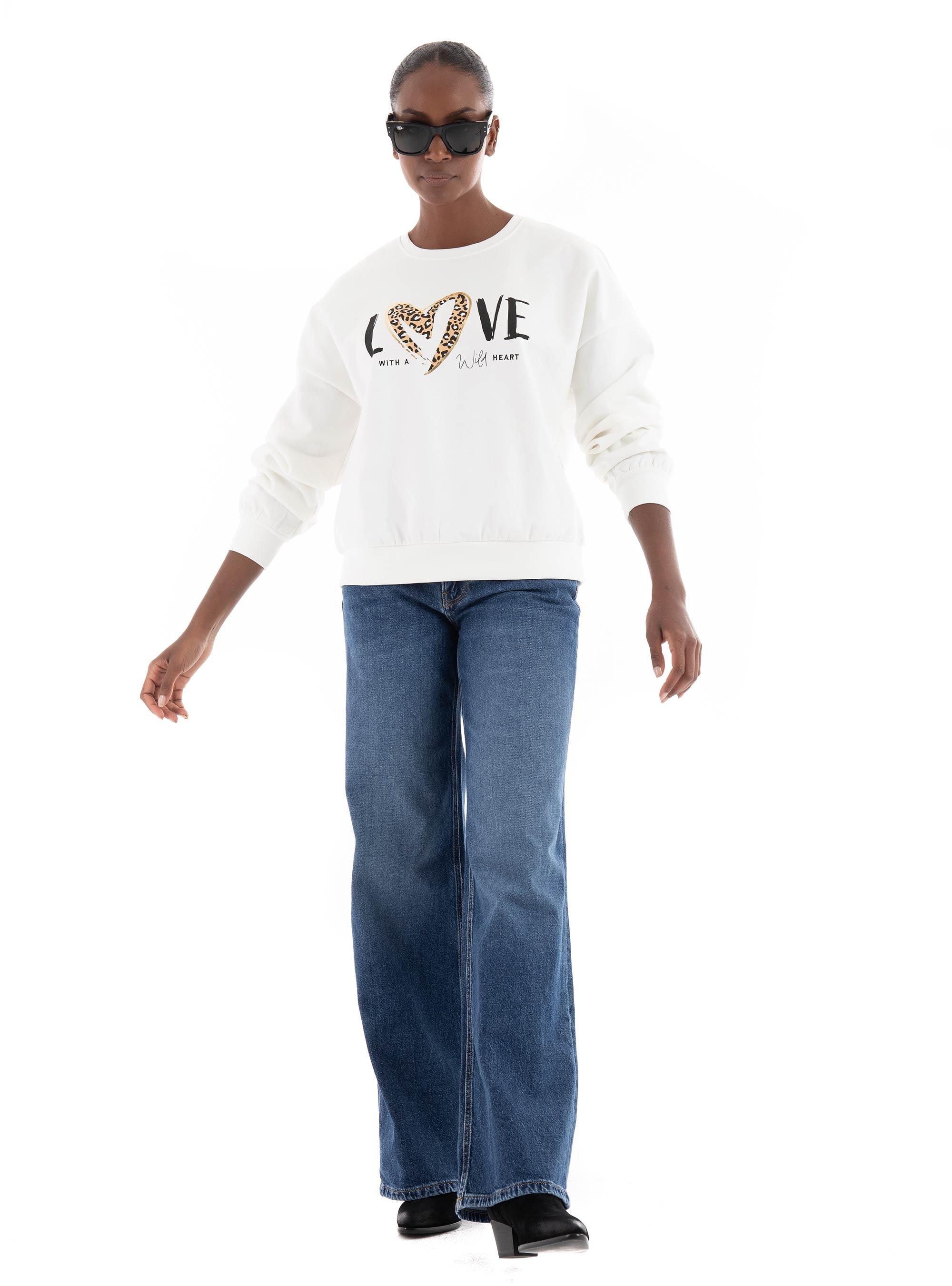 Only Frea Wild O-Neck Box Sweater - Off White