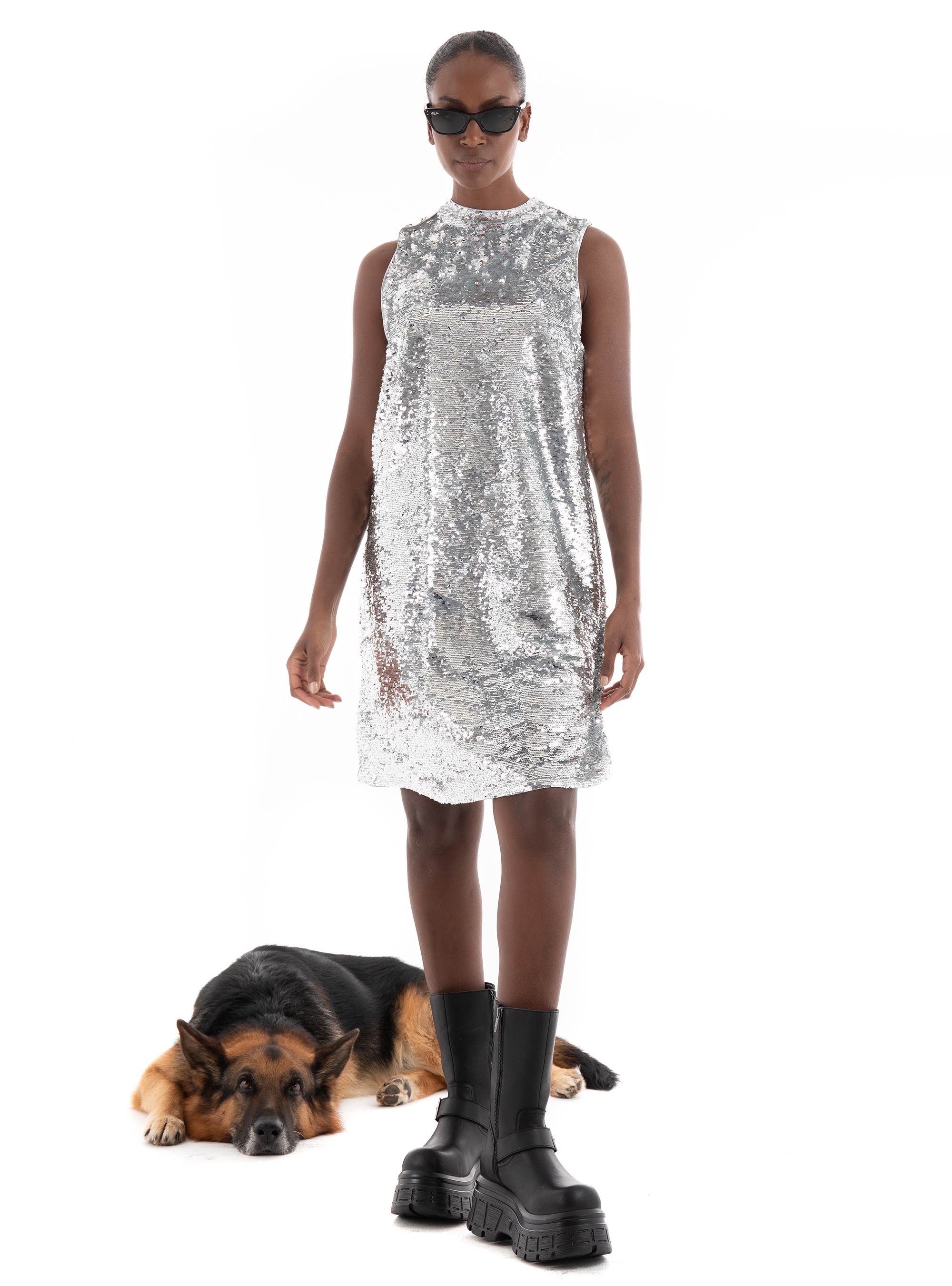 Superdry D5 Sequin Mini Shift Dress - Silver