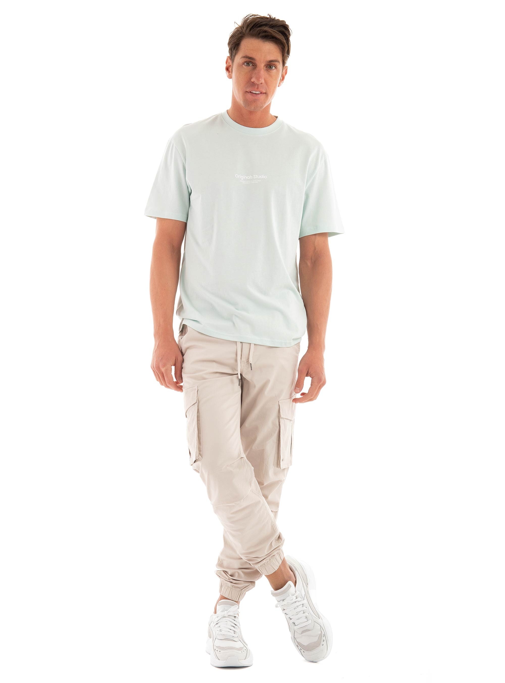 Jack & Jones Kane Noah Cuffed Cargo Pants - Light Beige