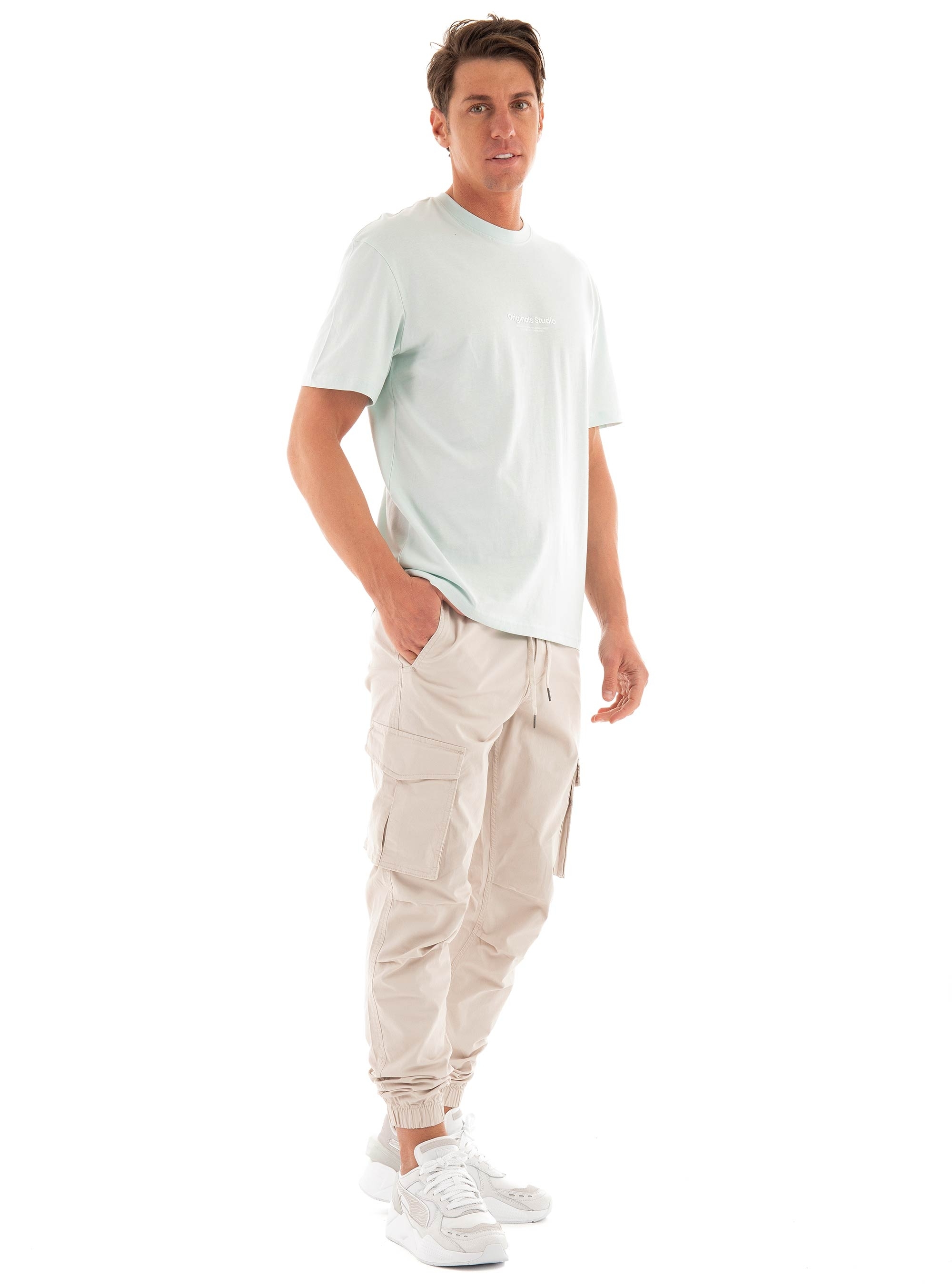 Jack & Jones Kane Noah Cuffed Cargo Pants - Light Beige