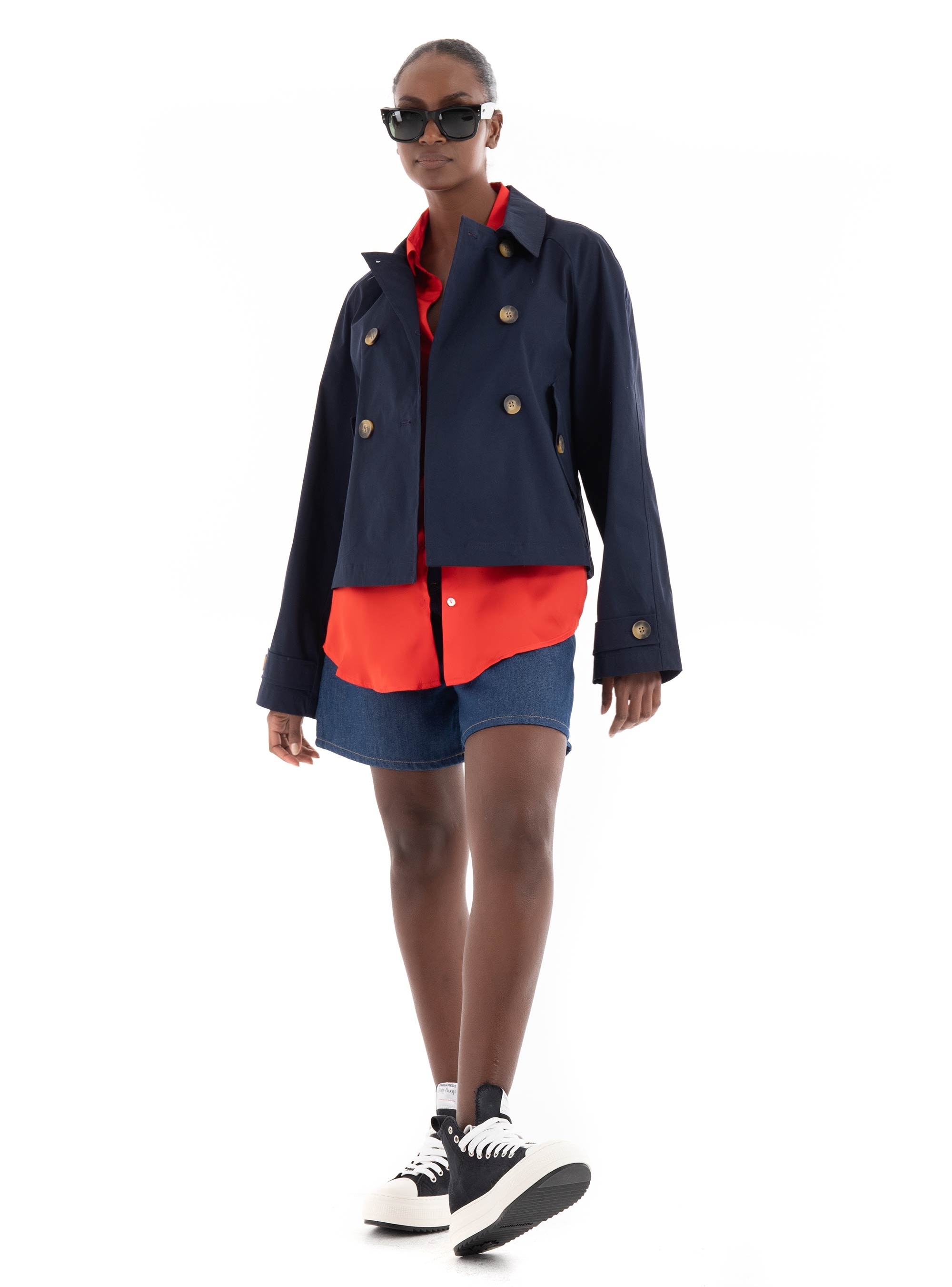 Only April Short Trenchcoat - Dark Blue
