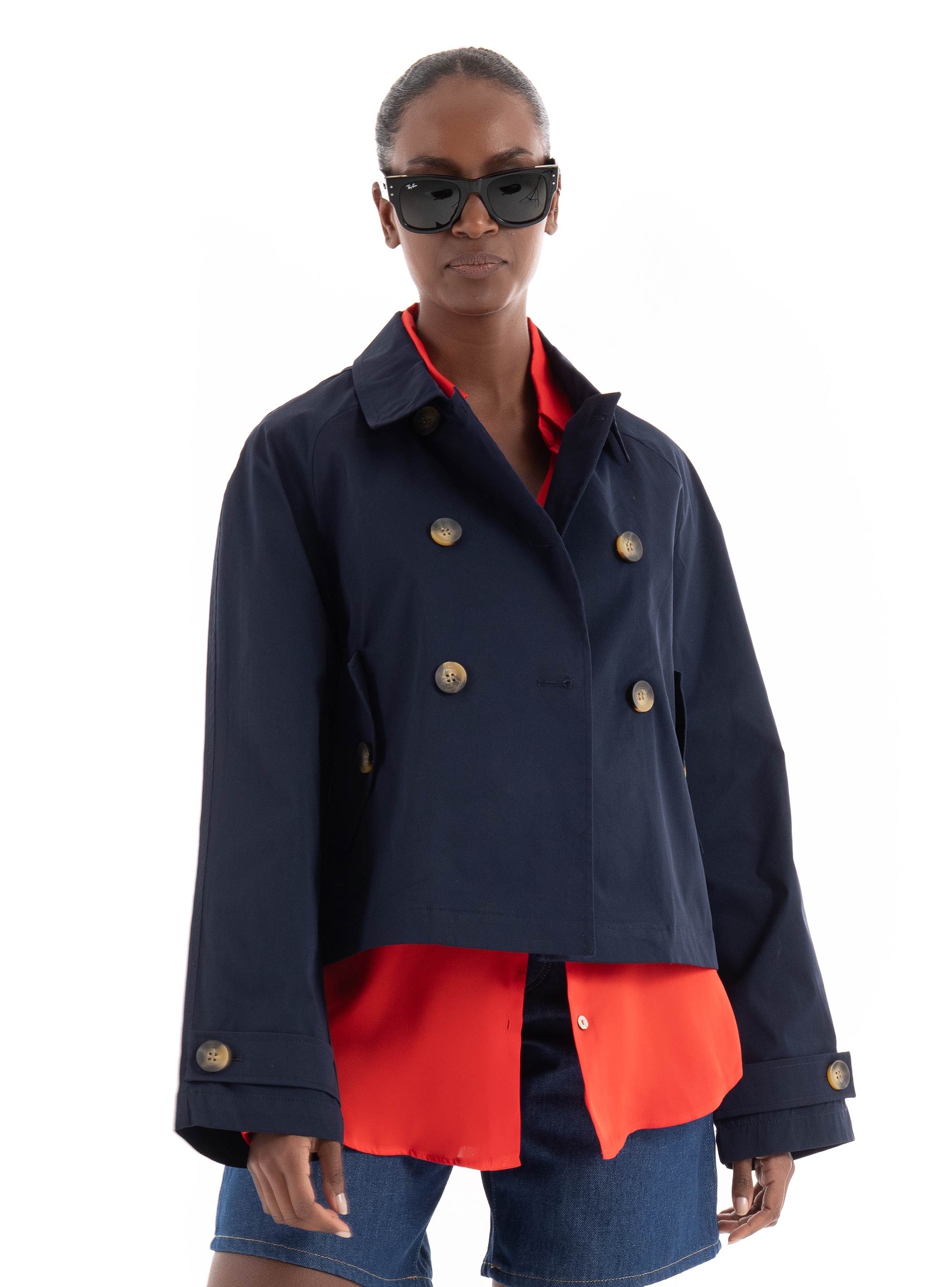 Only April Short Trenchcoat - Dark Blue