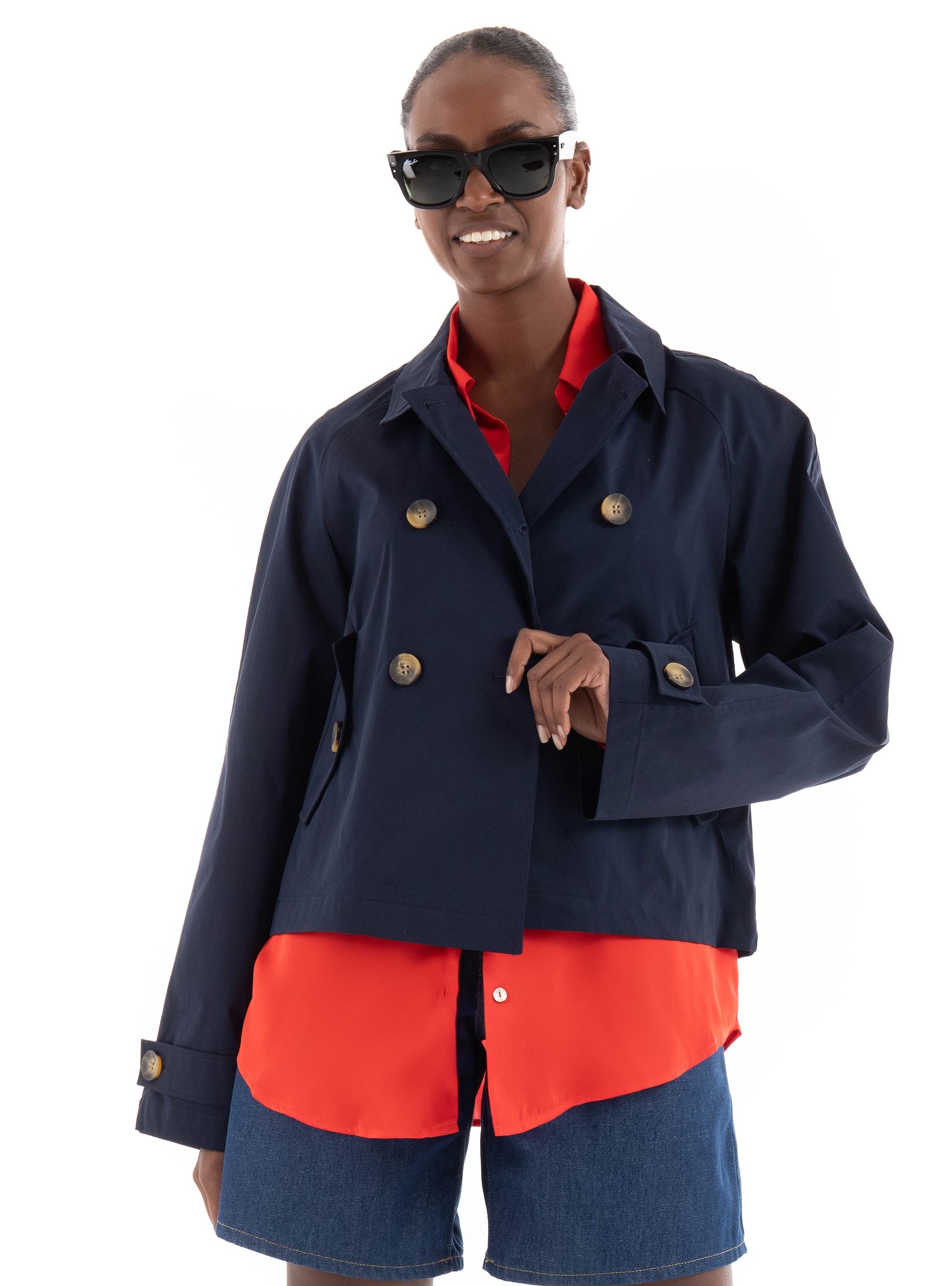 Only April Short Trenchcoat - Dark Blue