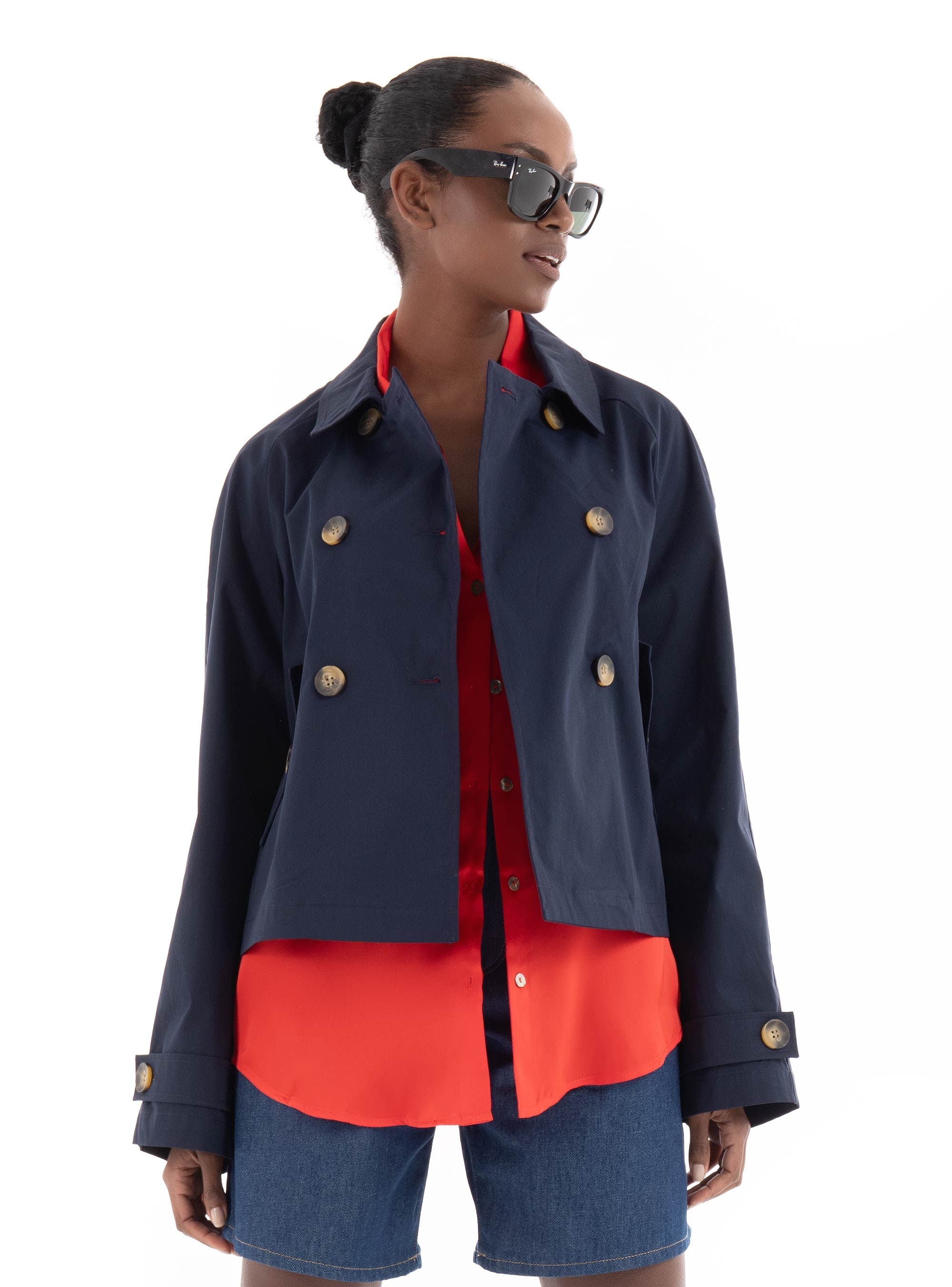 Only April Short Trenchcoat - Dark Blue