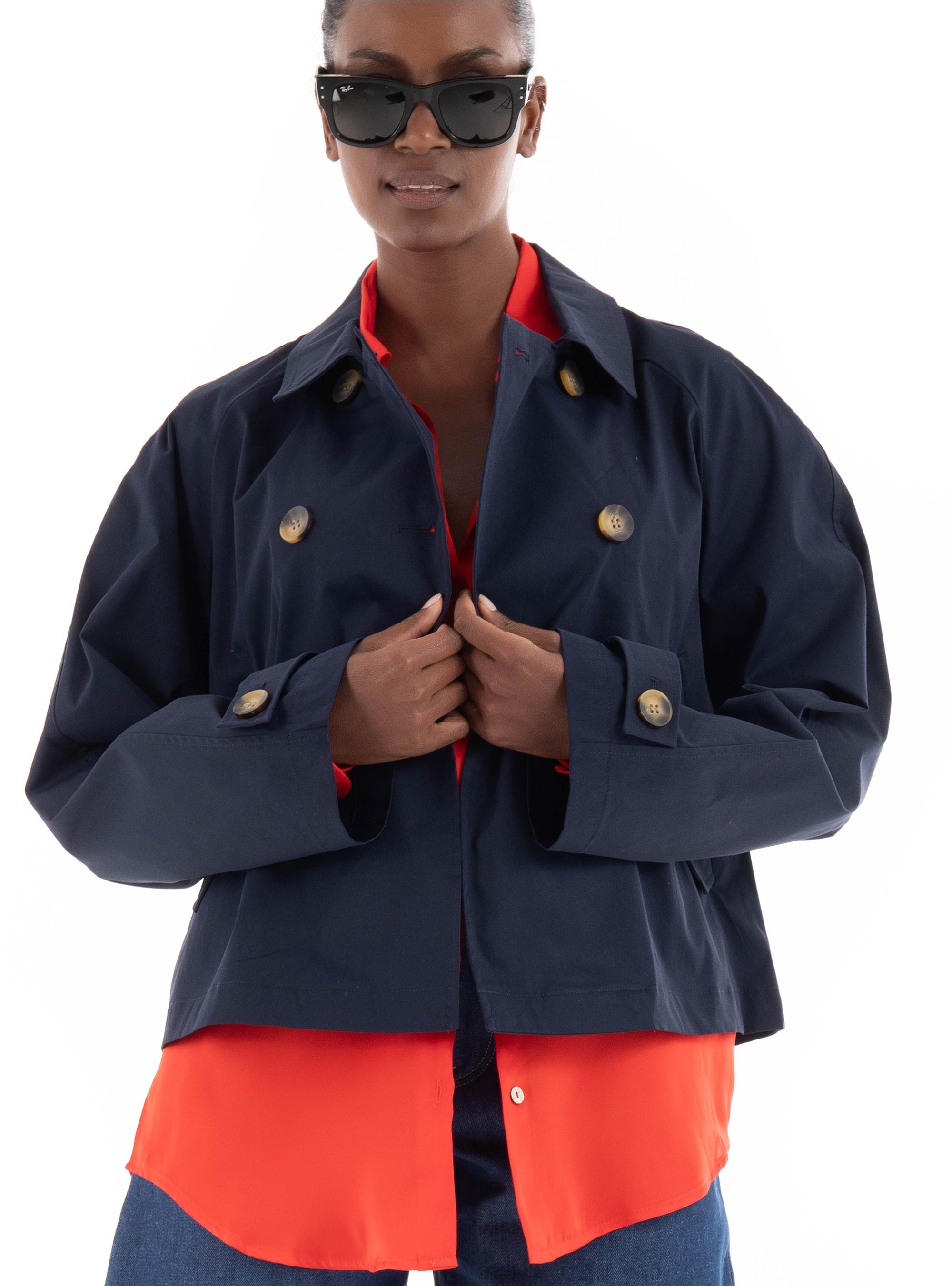 Only April Short Trenchcoat - Dark Blue