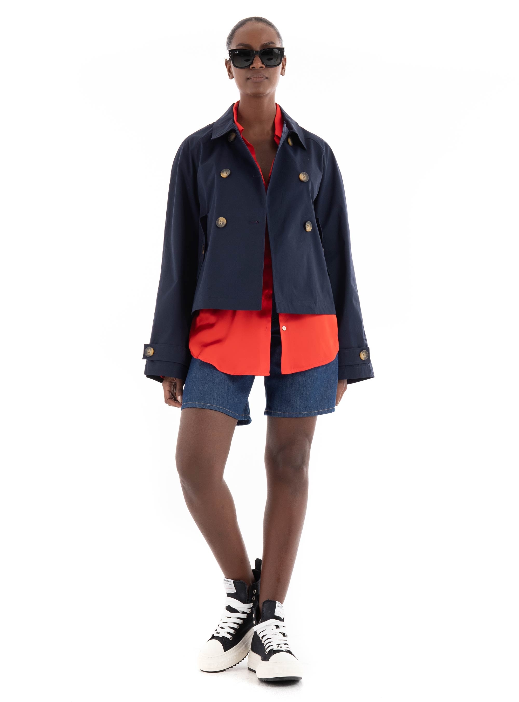 Only April Short Trenchcoat - Dark Blue