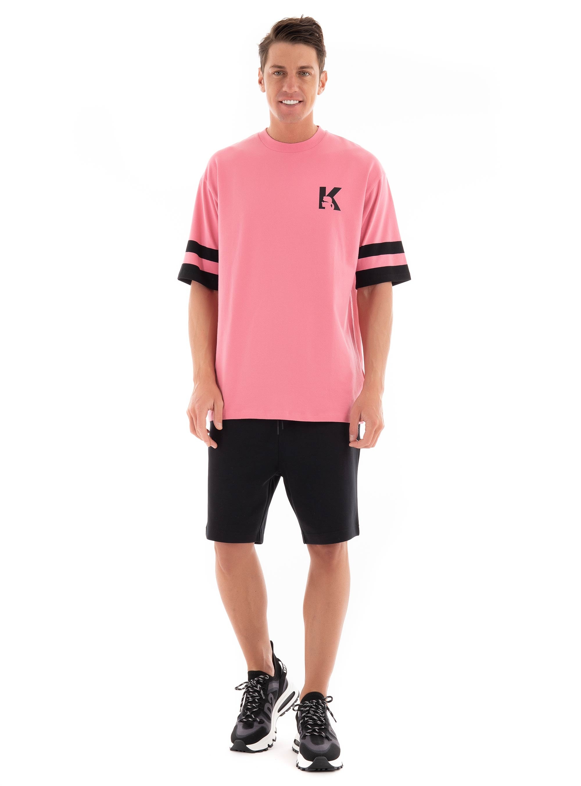 Karl Lagerfeld Oversise Fit 3D K Logo Print T-Shirt - Dusty Pink
