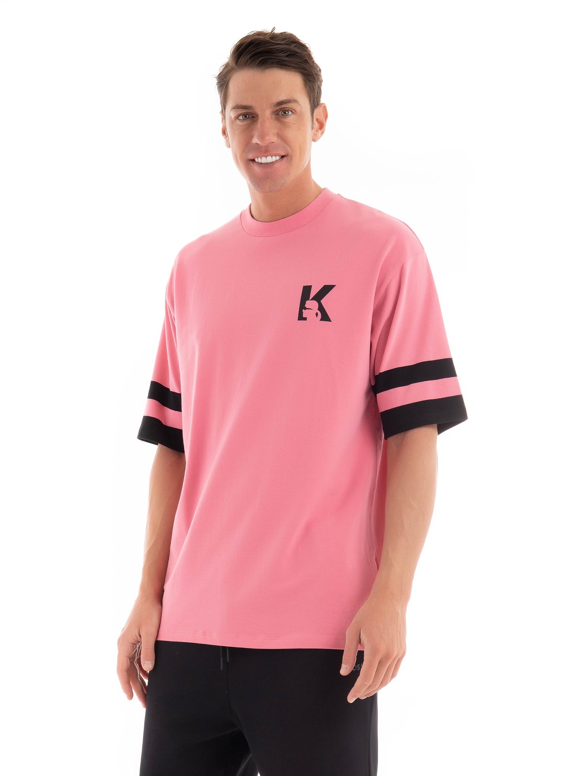 Karl Lagerfeld Oversise Fit 3D K Logo Print T-Shirt - Dusty Pink