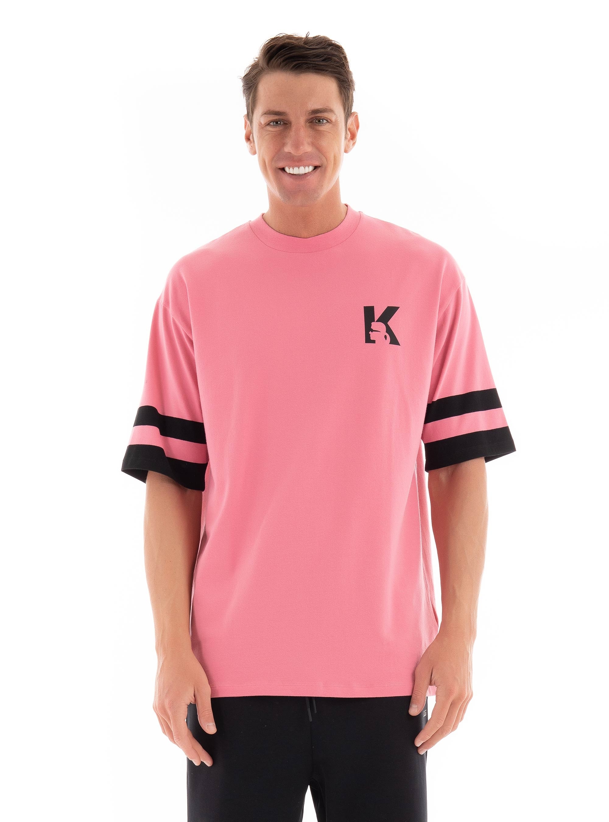 Karl Lagerfeld Oversise Fit 3D K Logo Print T-Shirt - Dusty Pink