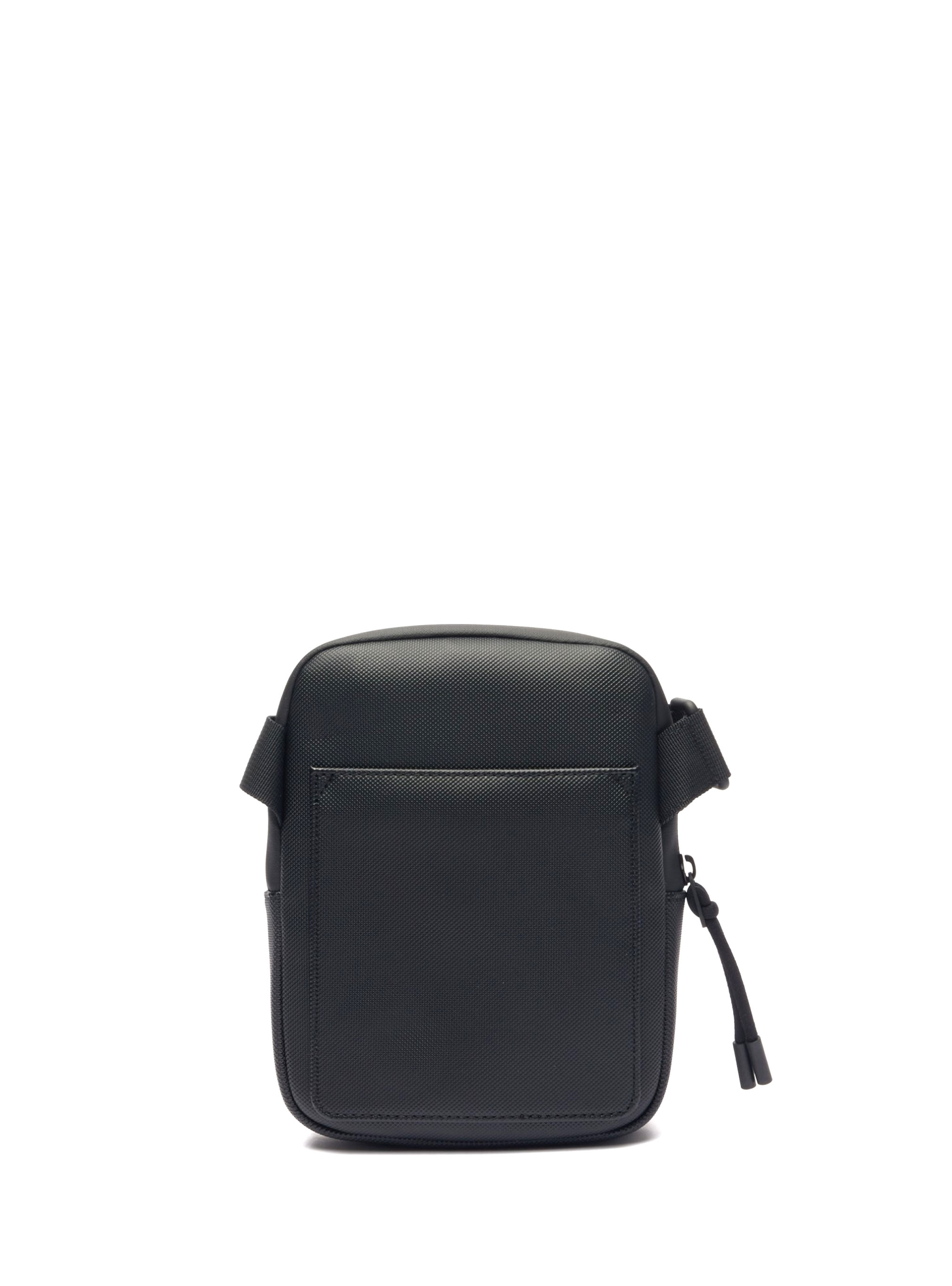 Lacoste Coated Canvas Small Flat Crossbody Bag - Black