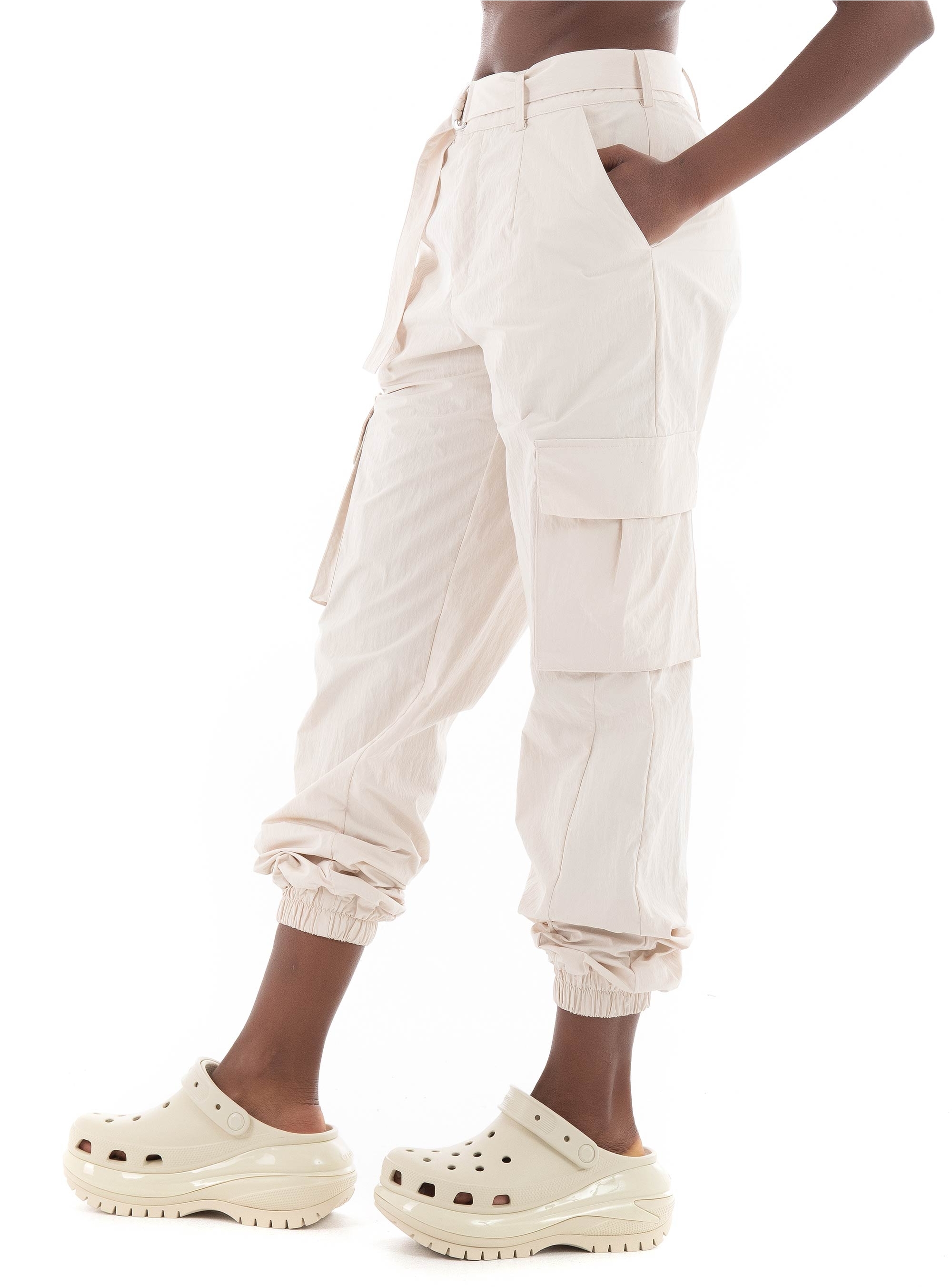 Guess Mid Rise Riko Cargo Pants - Pearl