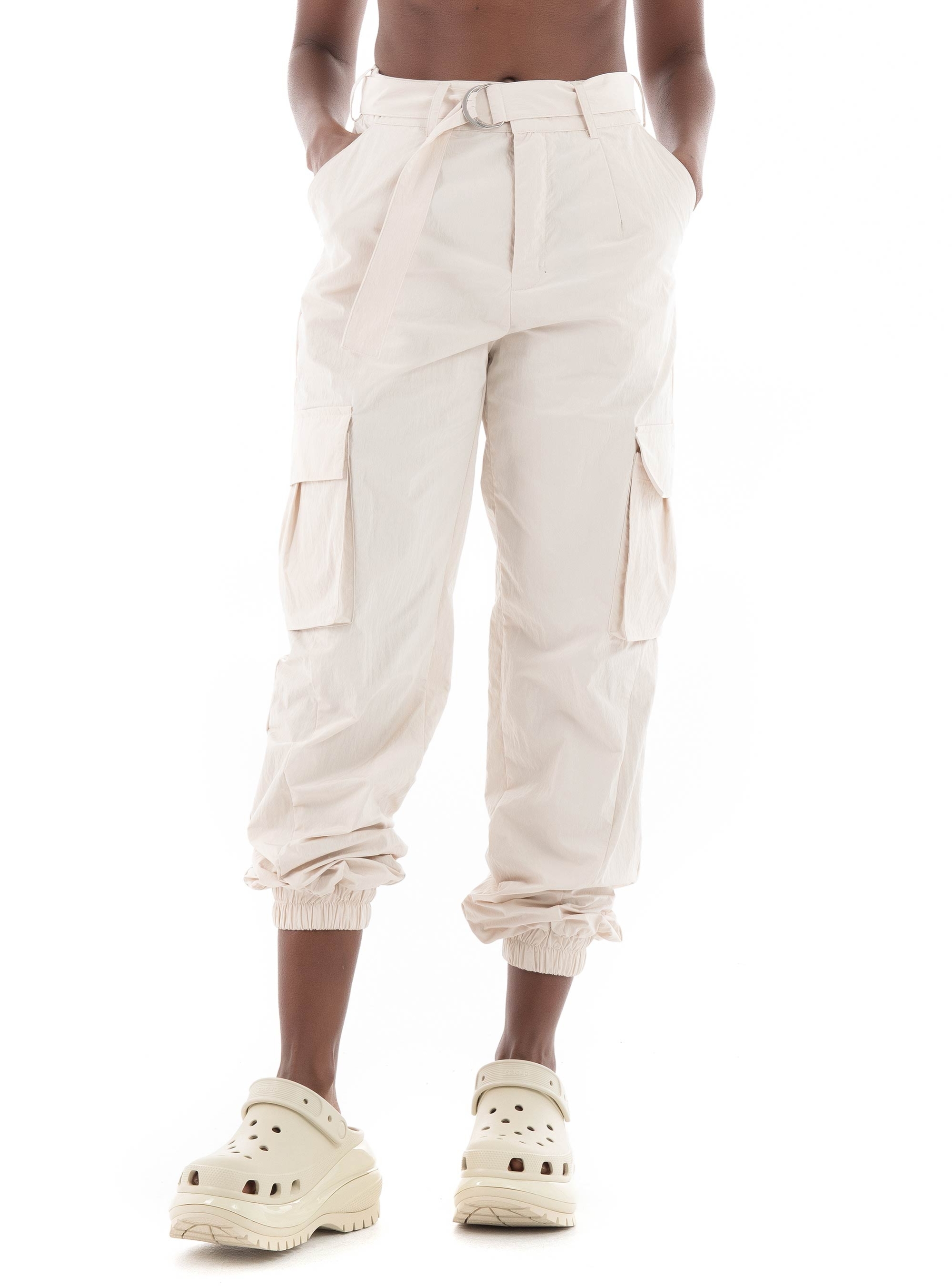 Guess Mid Rise Riko Cargo Pants - Pearl