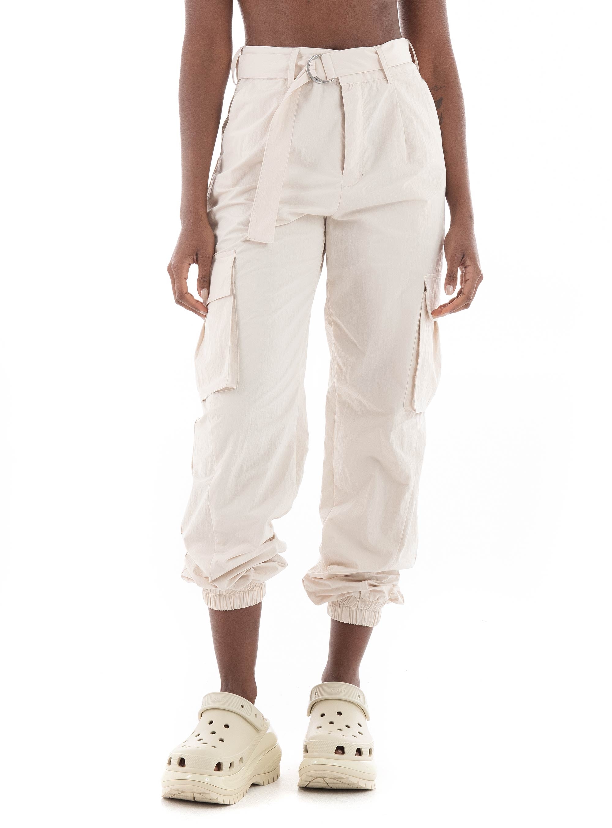Guess Mid Rise Riko Cargo Pants - Pearl