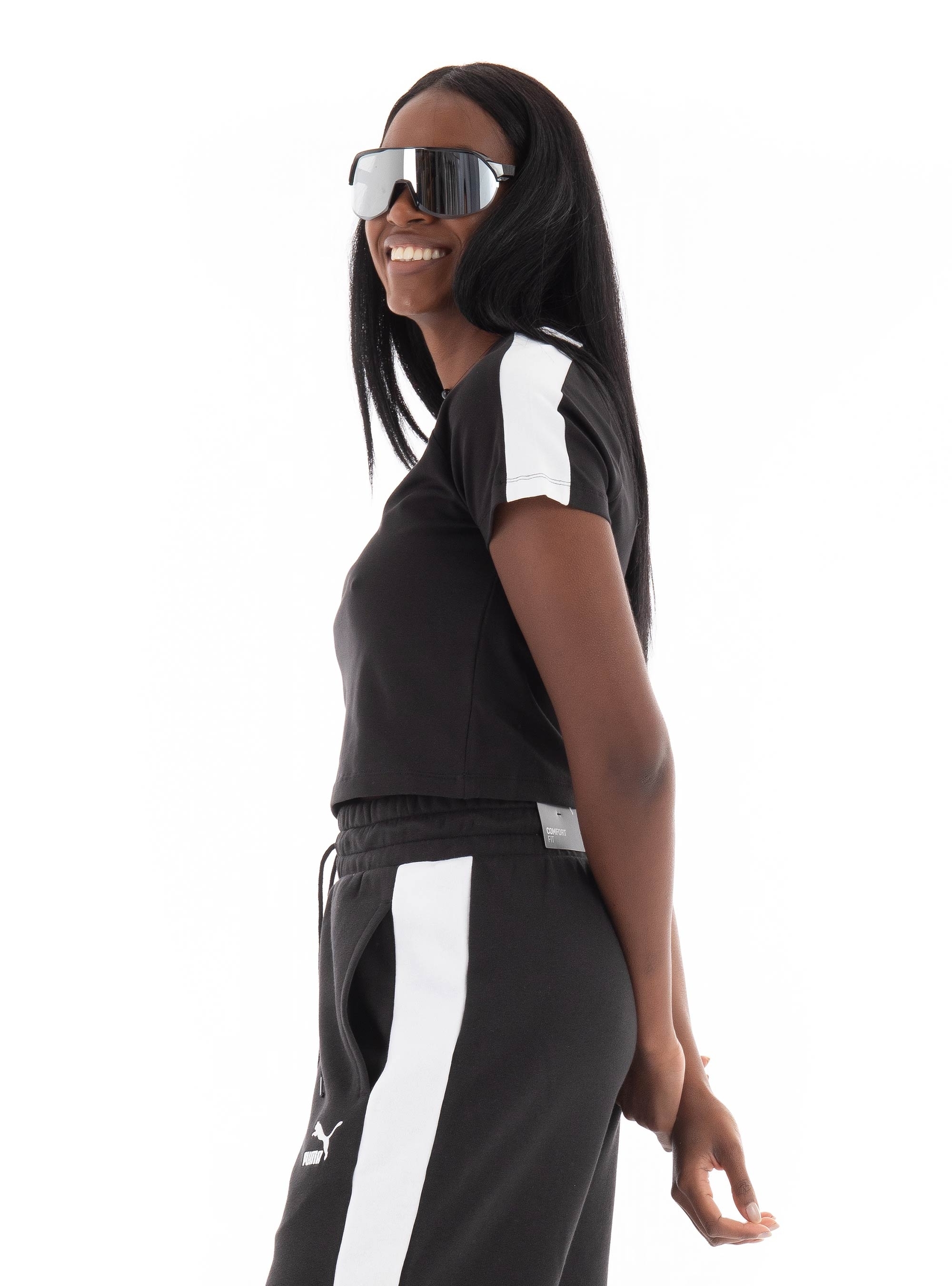 Puma Iconic T7 Baby Cropped Tee - Black