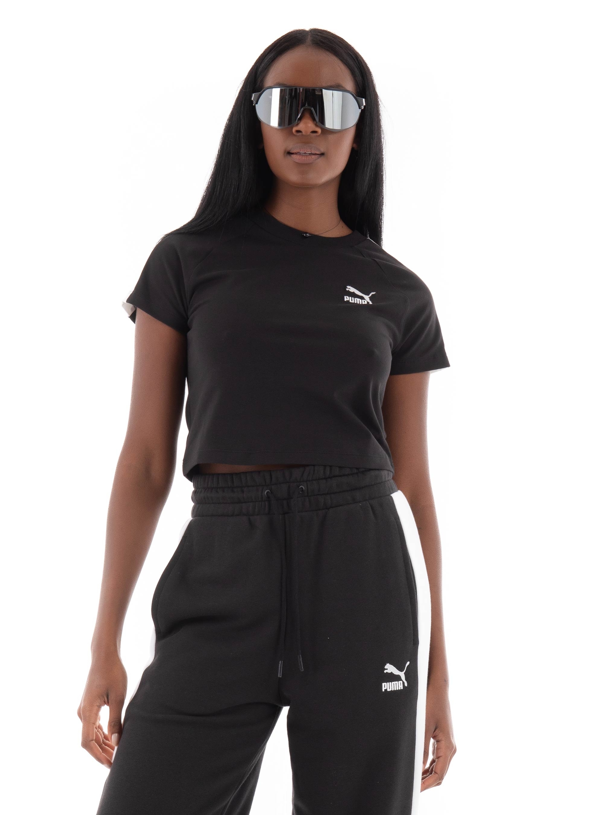 Puma Iconic T7 Baby Cropped Tee - Black