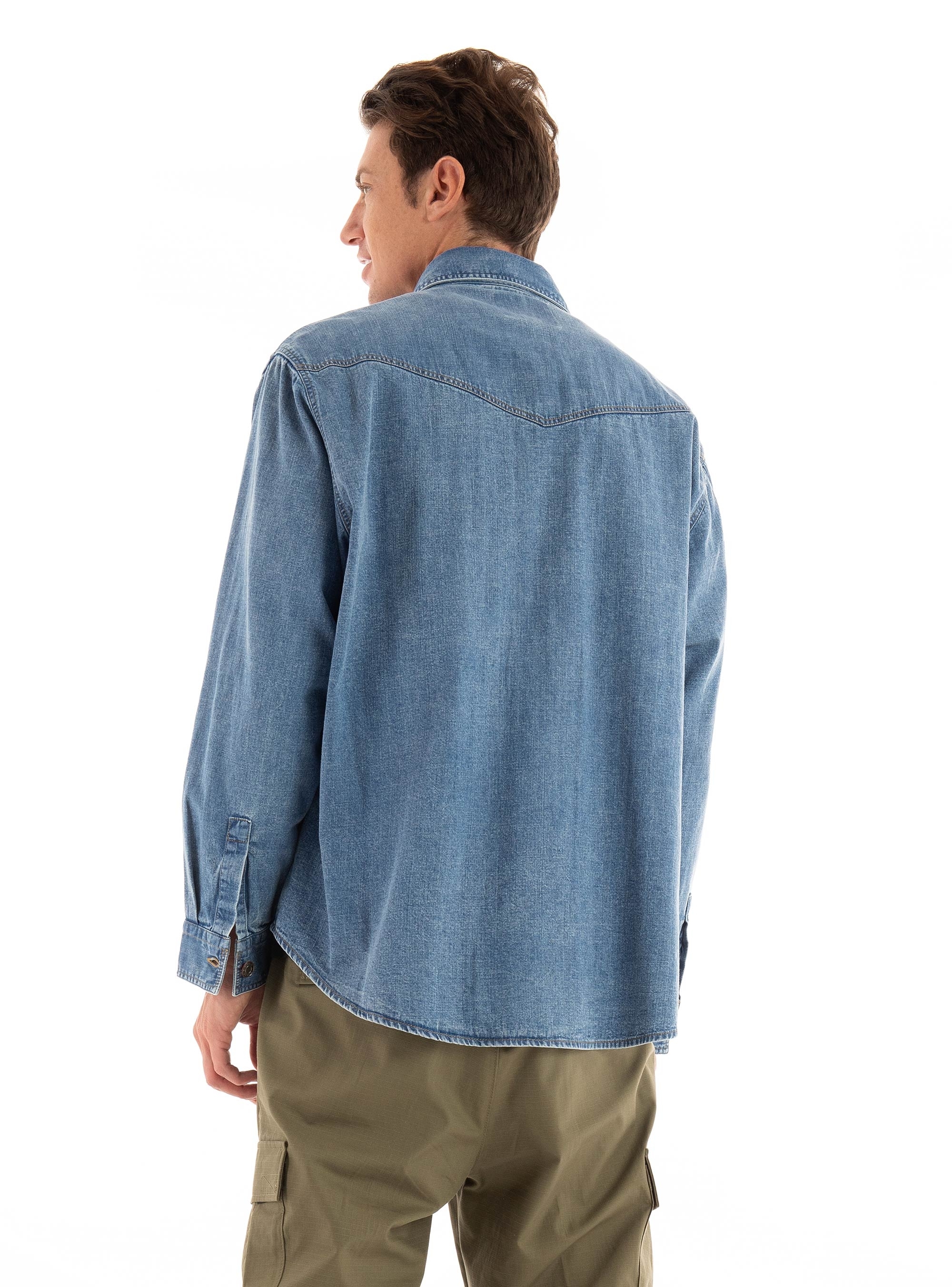 HUGO Oversize Fit Denim Shirt Elpazo - Medium Aged Denim