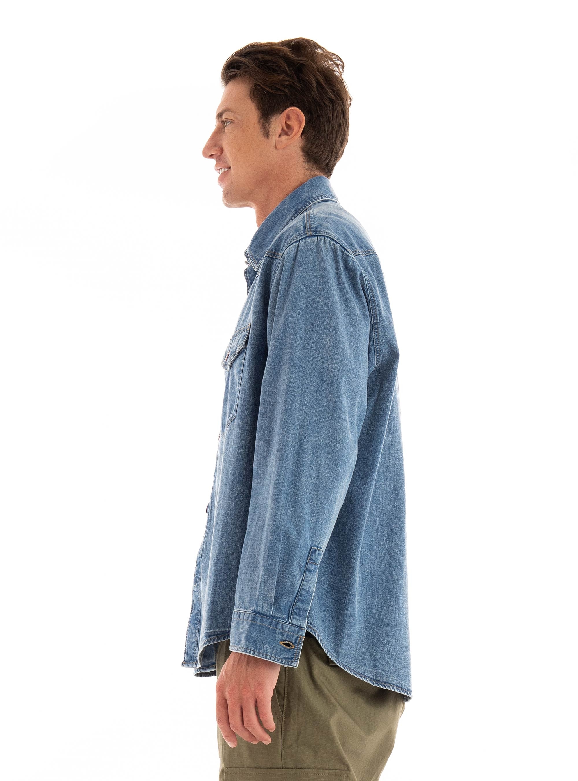 HUGO Oversize Fit Denim Shirt Elpazo - Medium Aged Denim