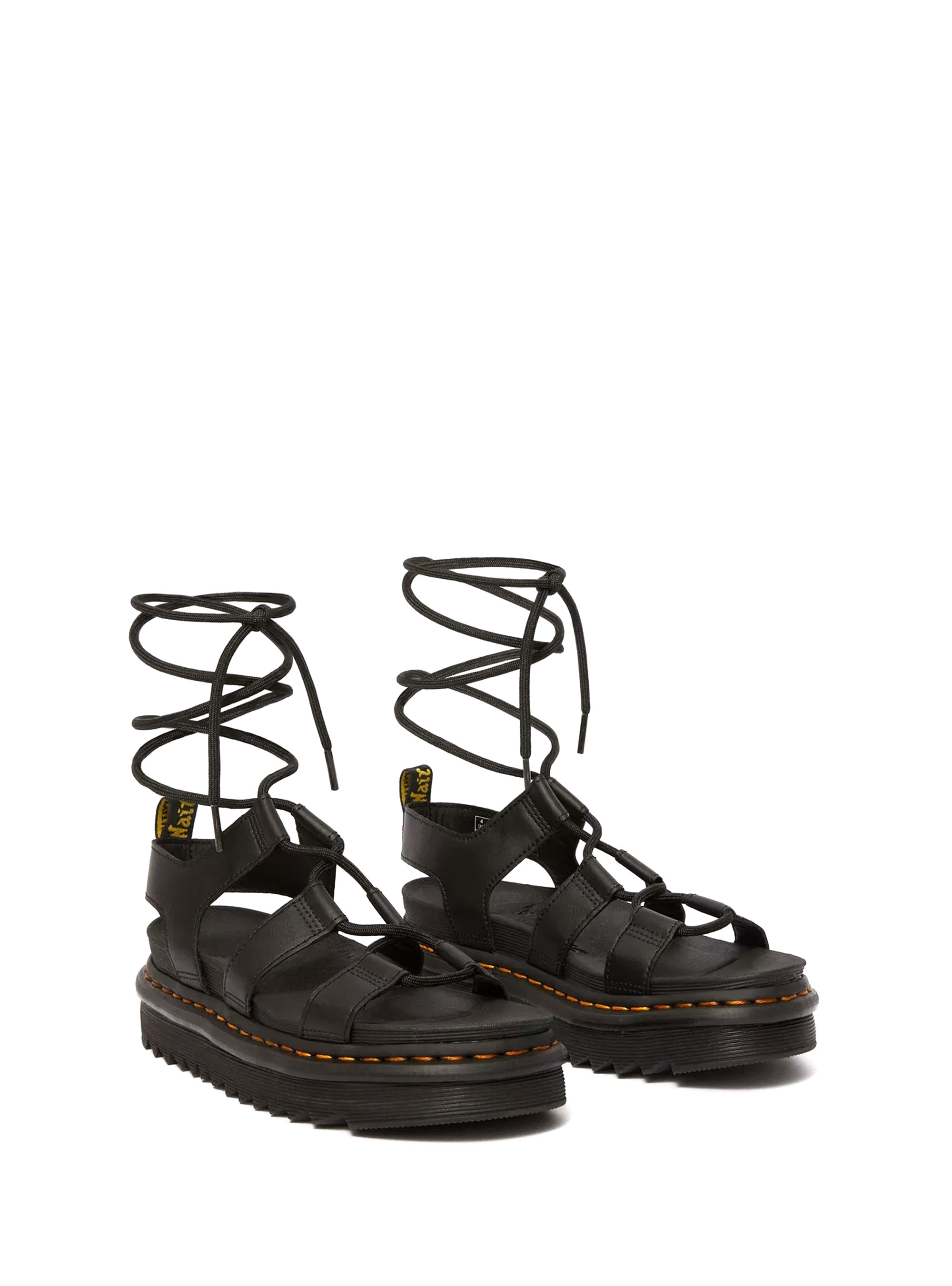 Dr Martens Nartilla Hydro Leather Lace Up Gladiator Sandals - Black