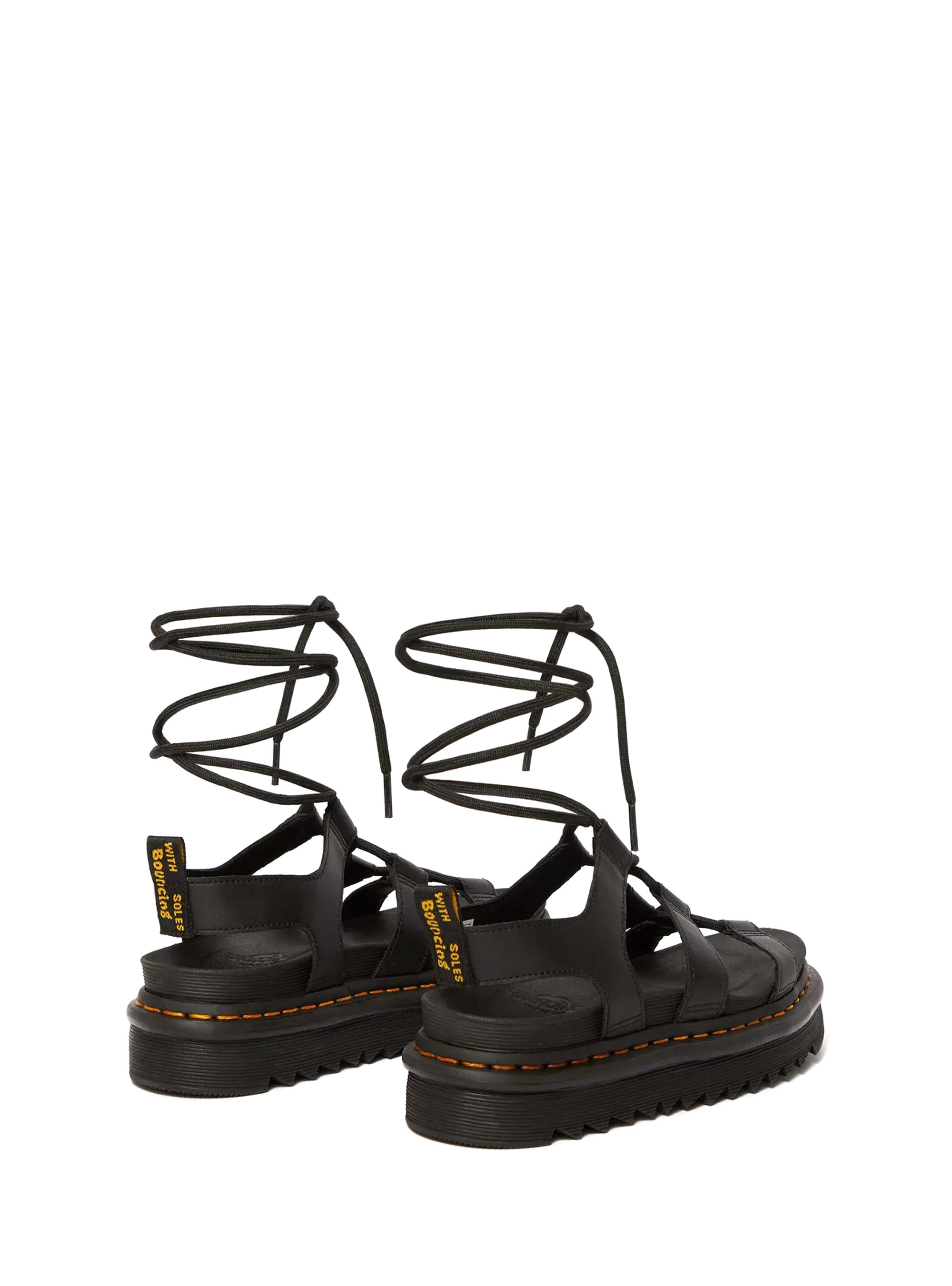 Dr Martens Nartilla Hydro Leather Lace Up Gladiator Sandals - Black