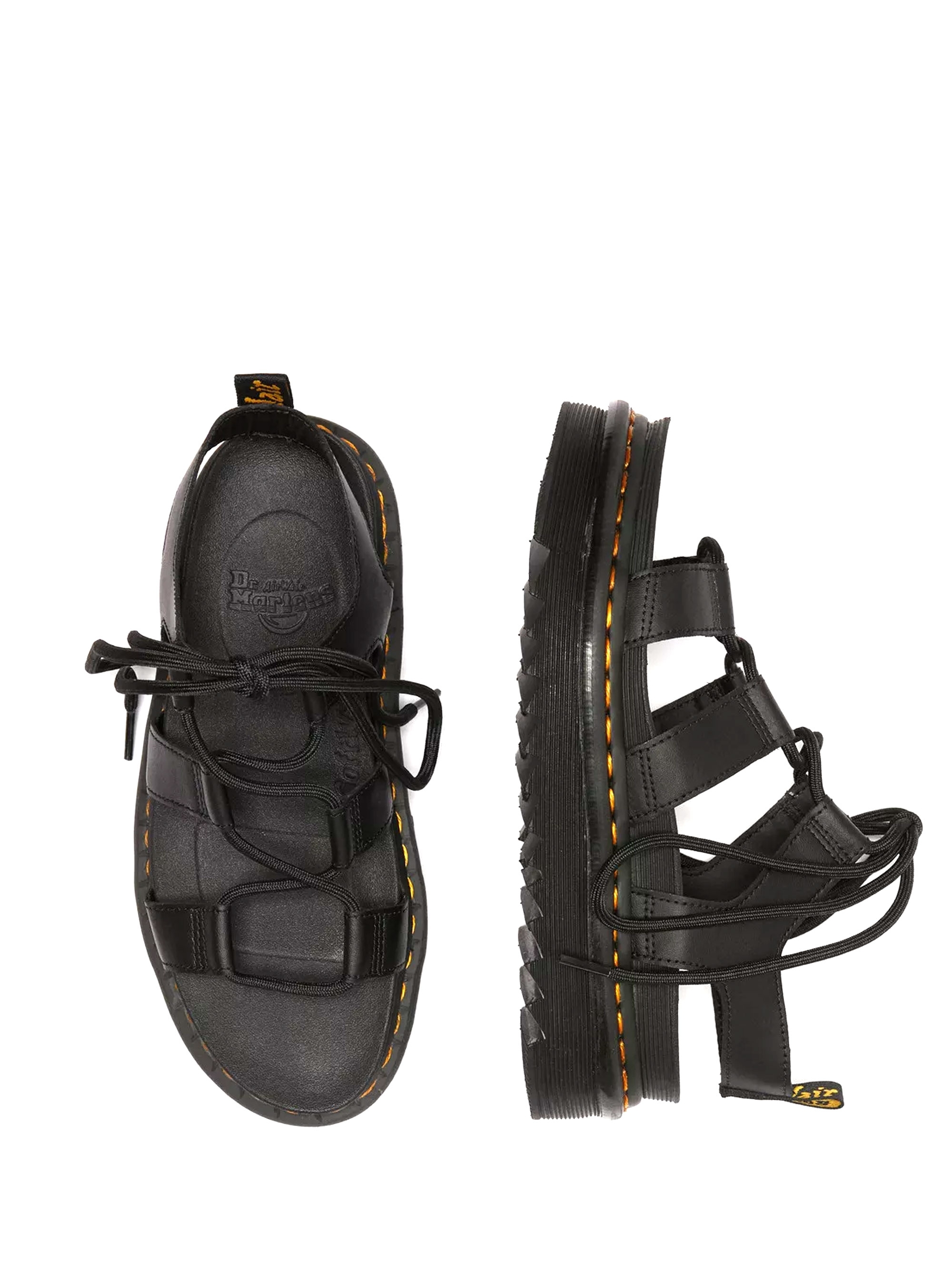 Dr Martens Nartilla Hydro Leather Lace Up Gladiator Sandals - Black