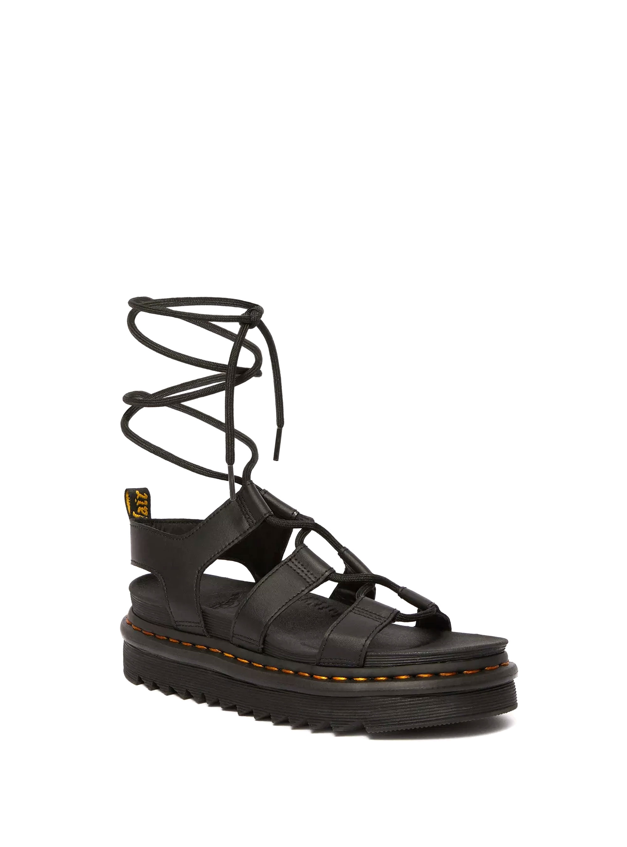 Dr Martens Nartilla Hydro Leather Lace Up Gladiator Sandals - Black