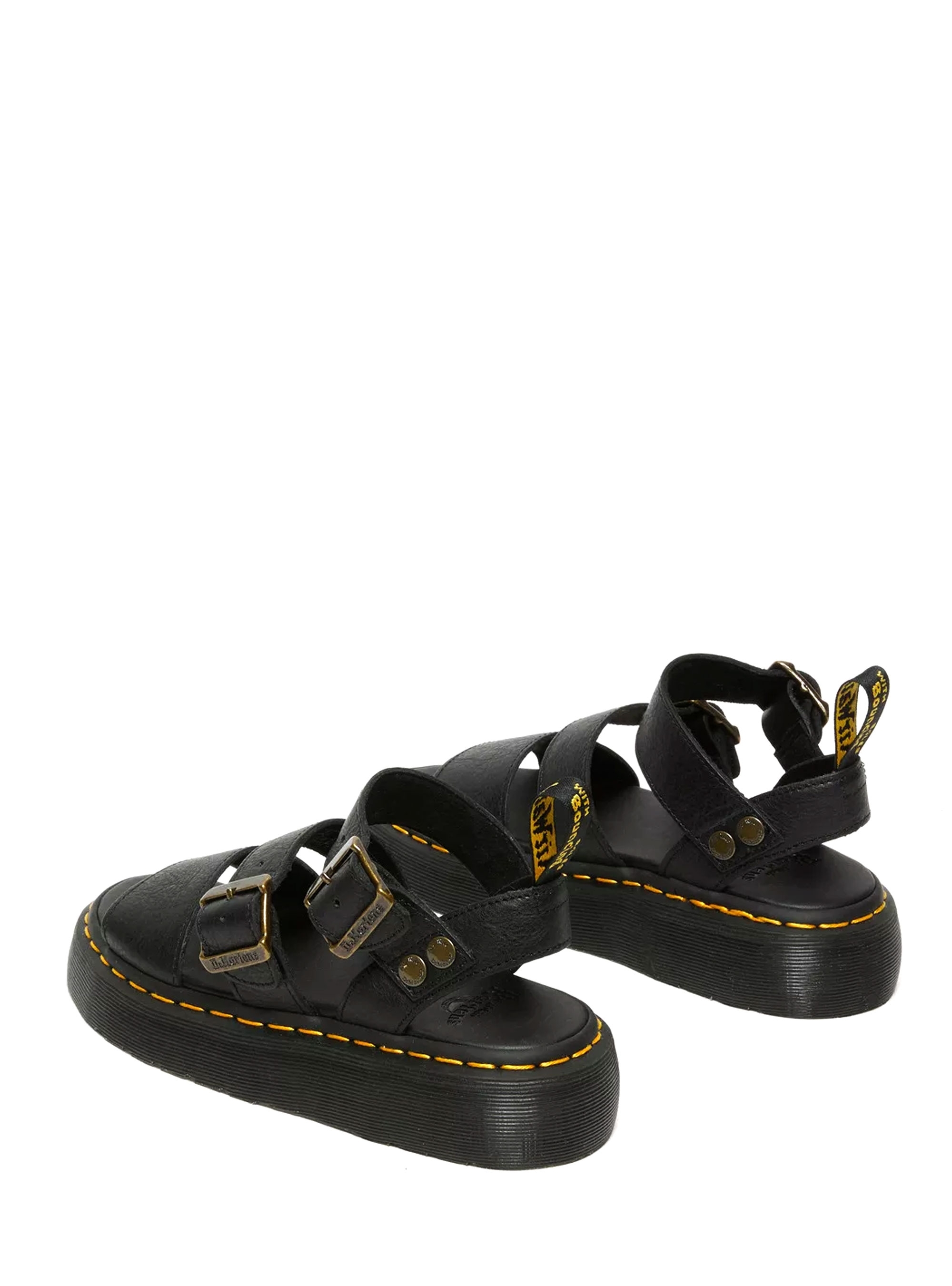 Dr Martens Gryphon Quad Leather Platform Sandals - Black