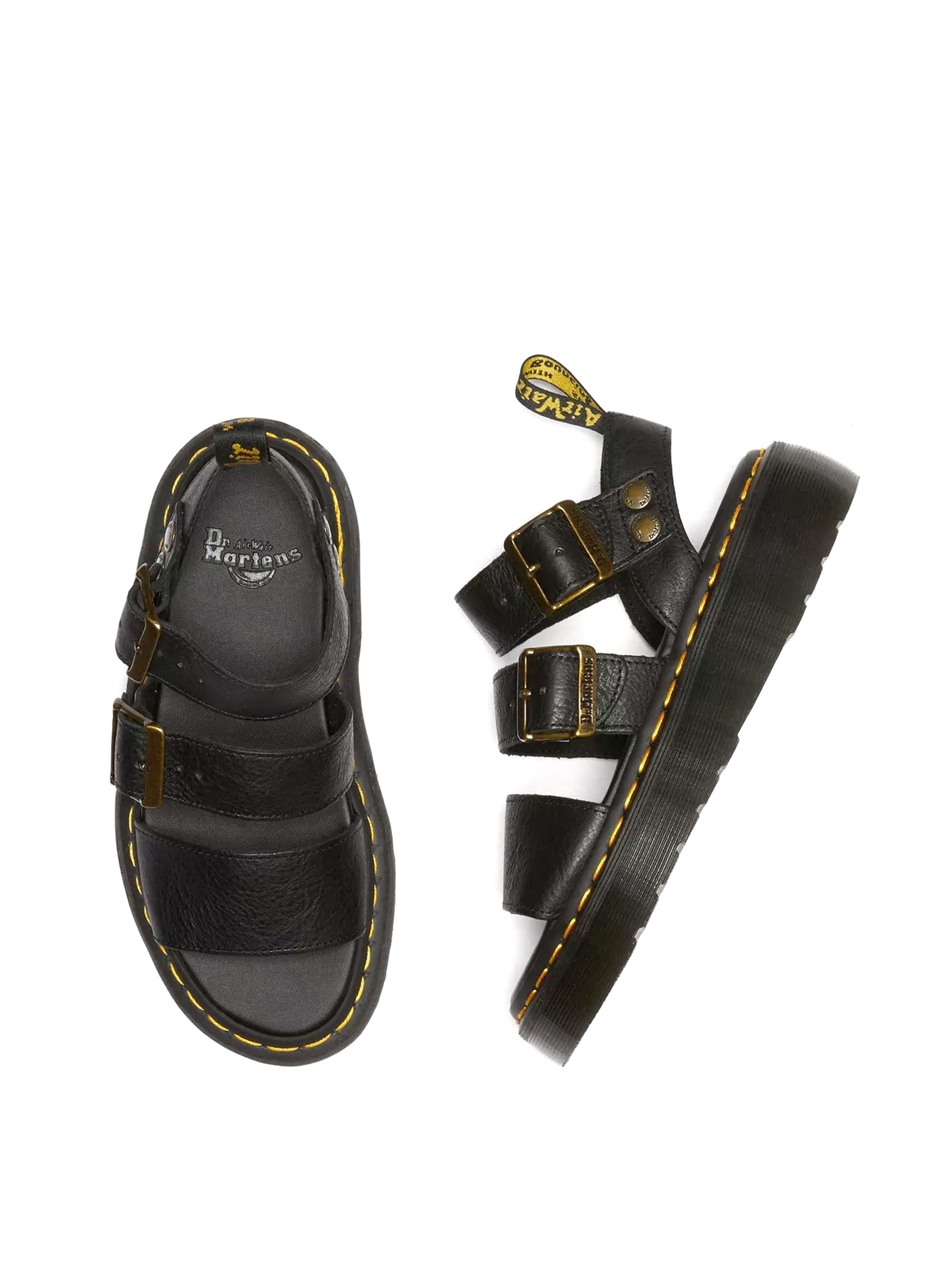 Dr Martens Gryphon Quad Leather Platform Sandals - Black