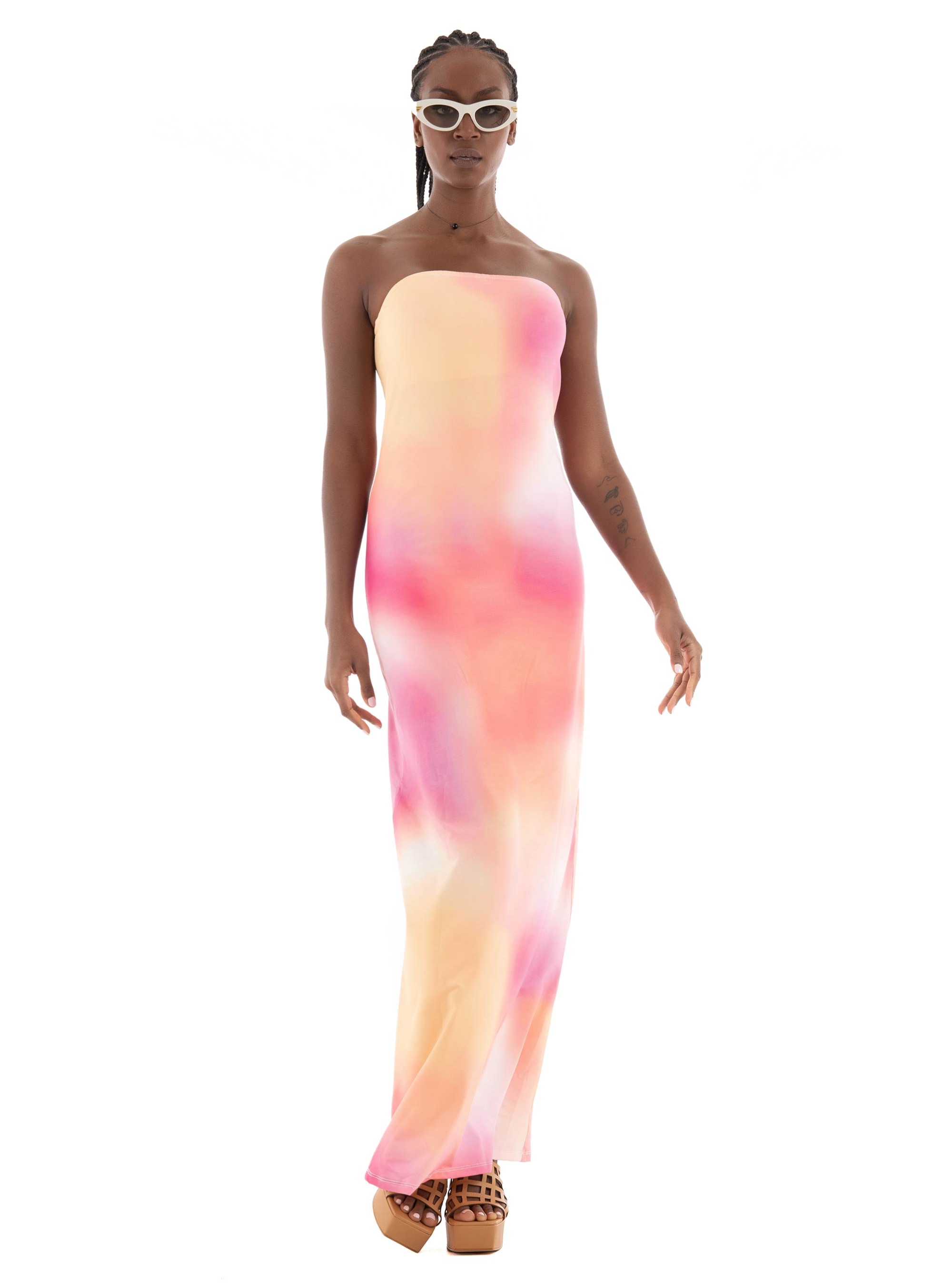 Somethingnew Heather Tube Maxi Dress - Multi Colors