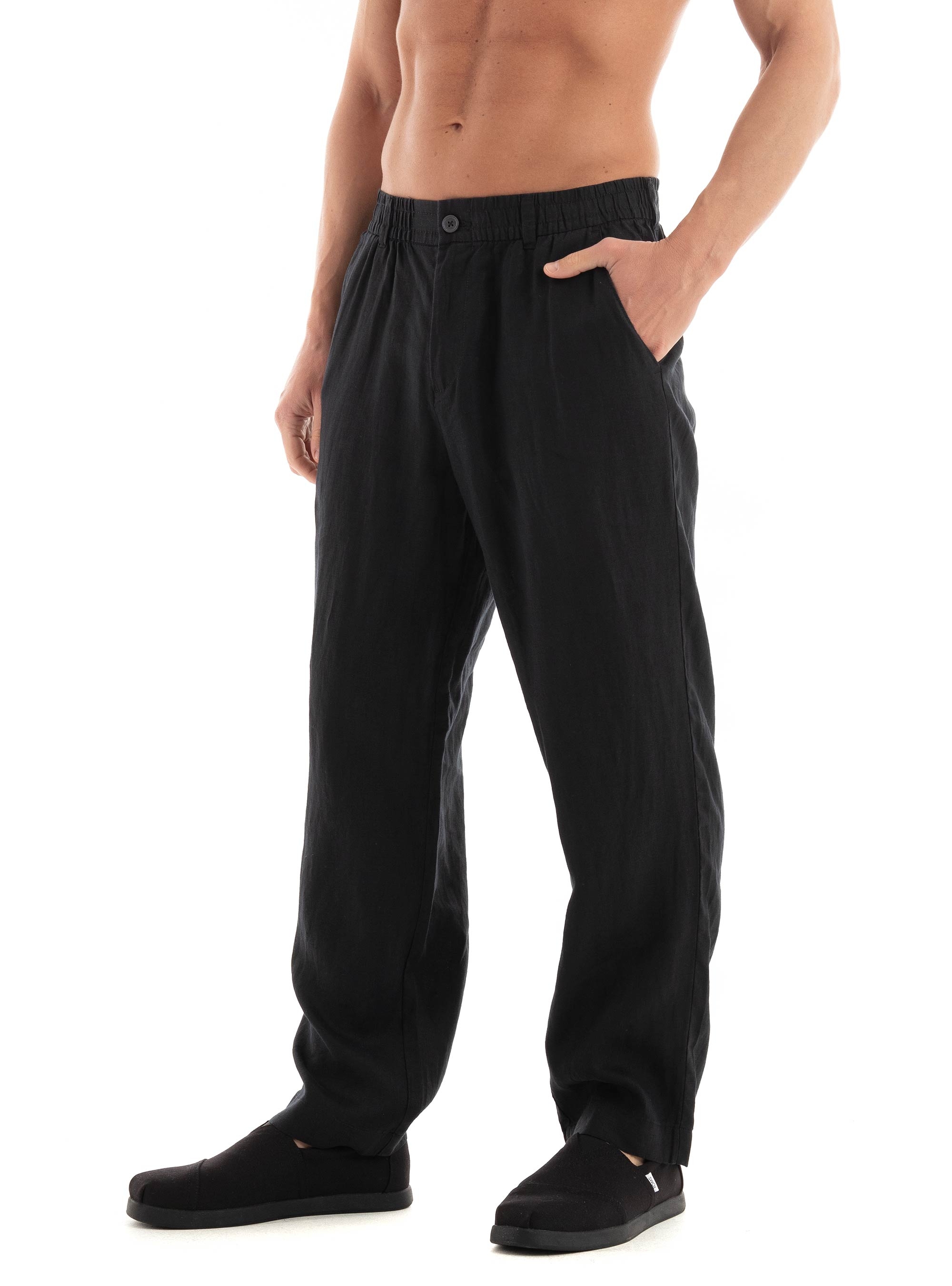 Jack & Jones Karl Lawrence Linen Chinos - Black