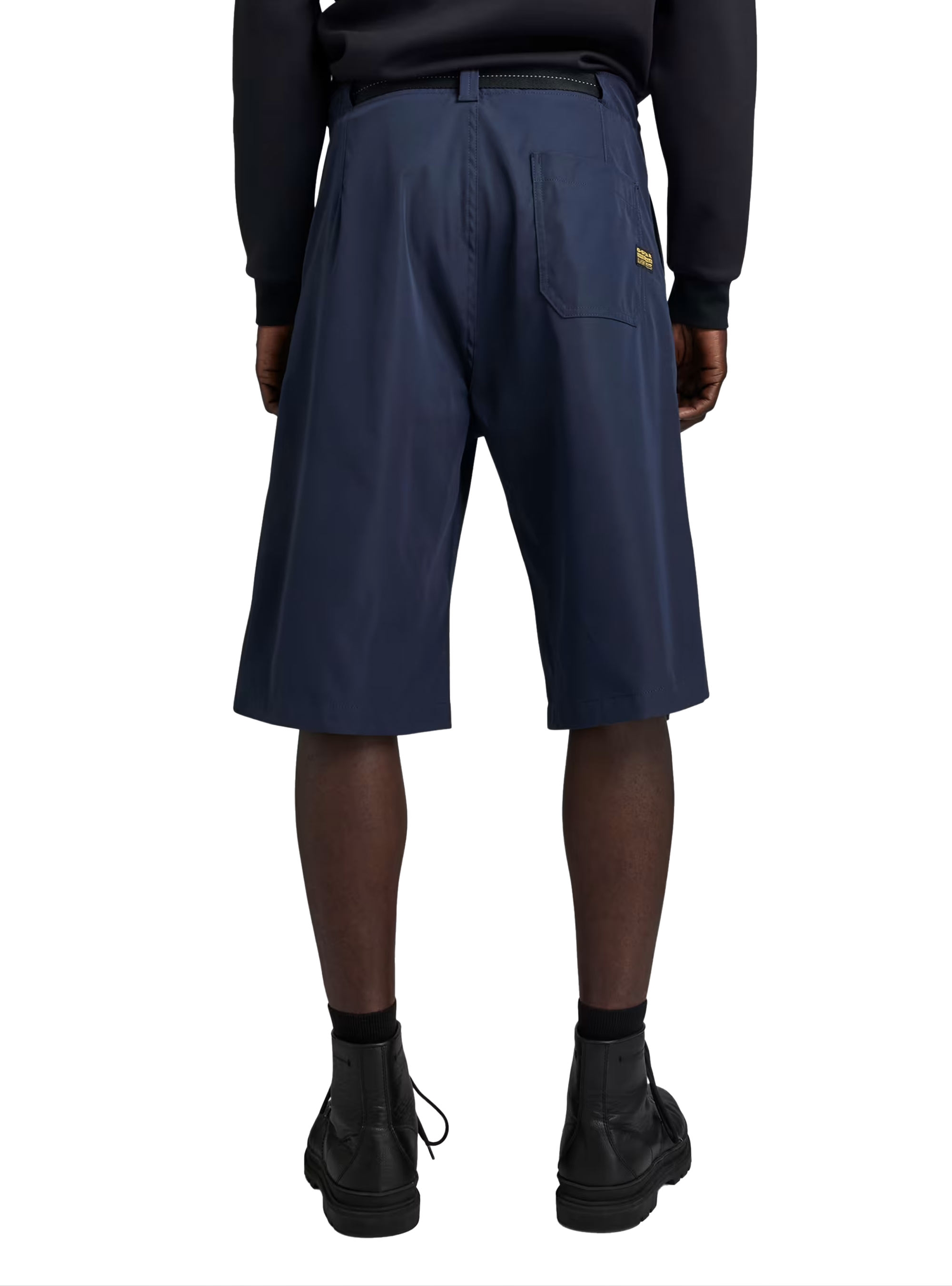 G-Star Pleated Chino Belt Shorts - Dark Blue