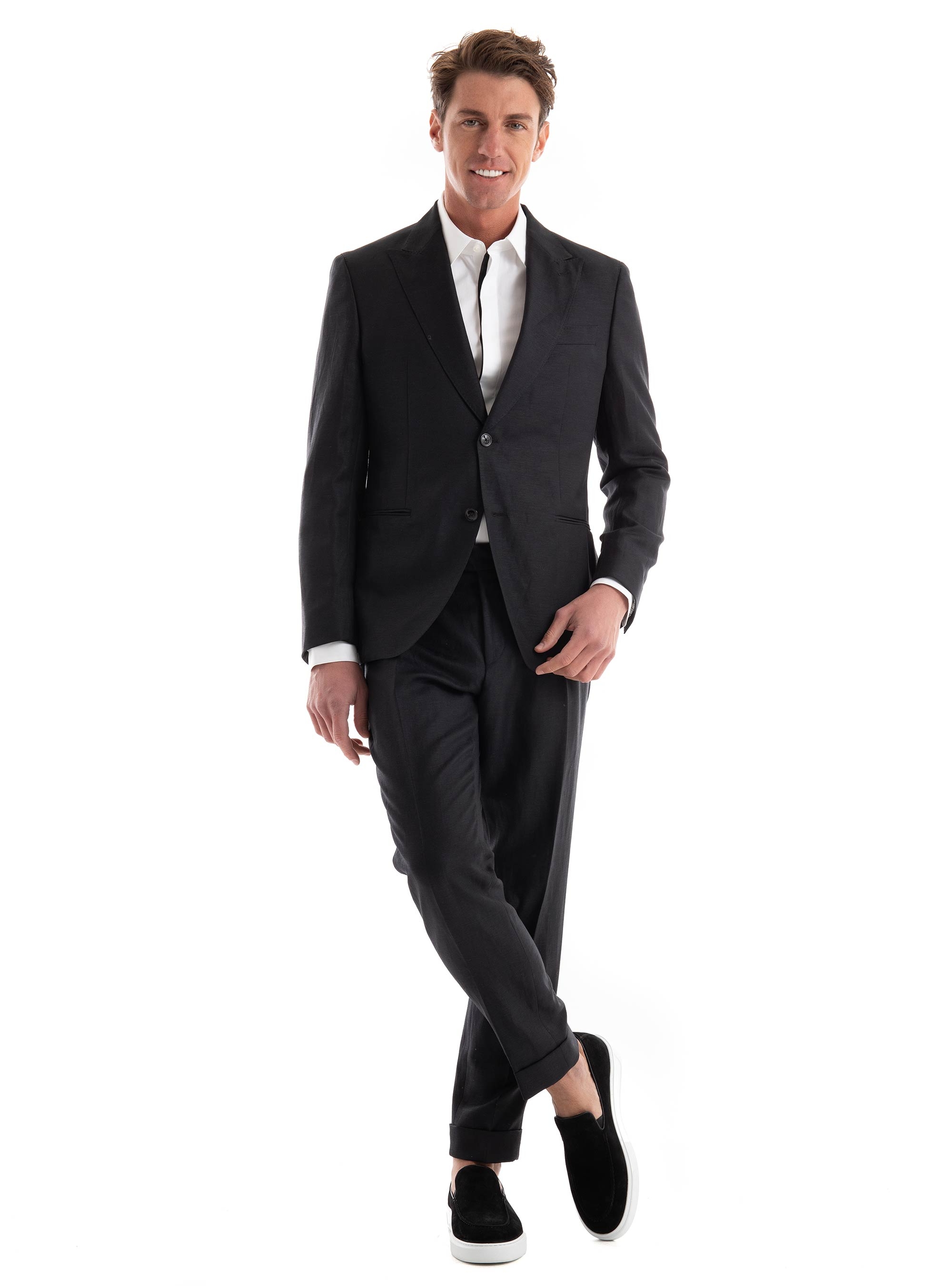 BOSS Slim Fit Suit C-Huge-2Pcs-Peak-242 - Black