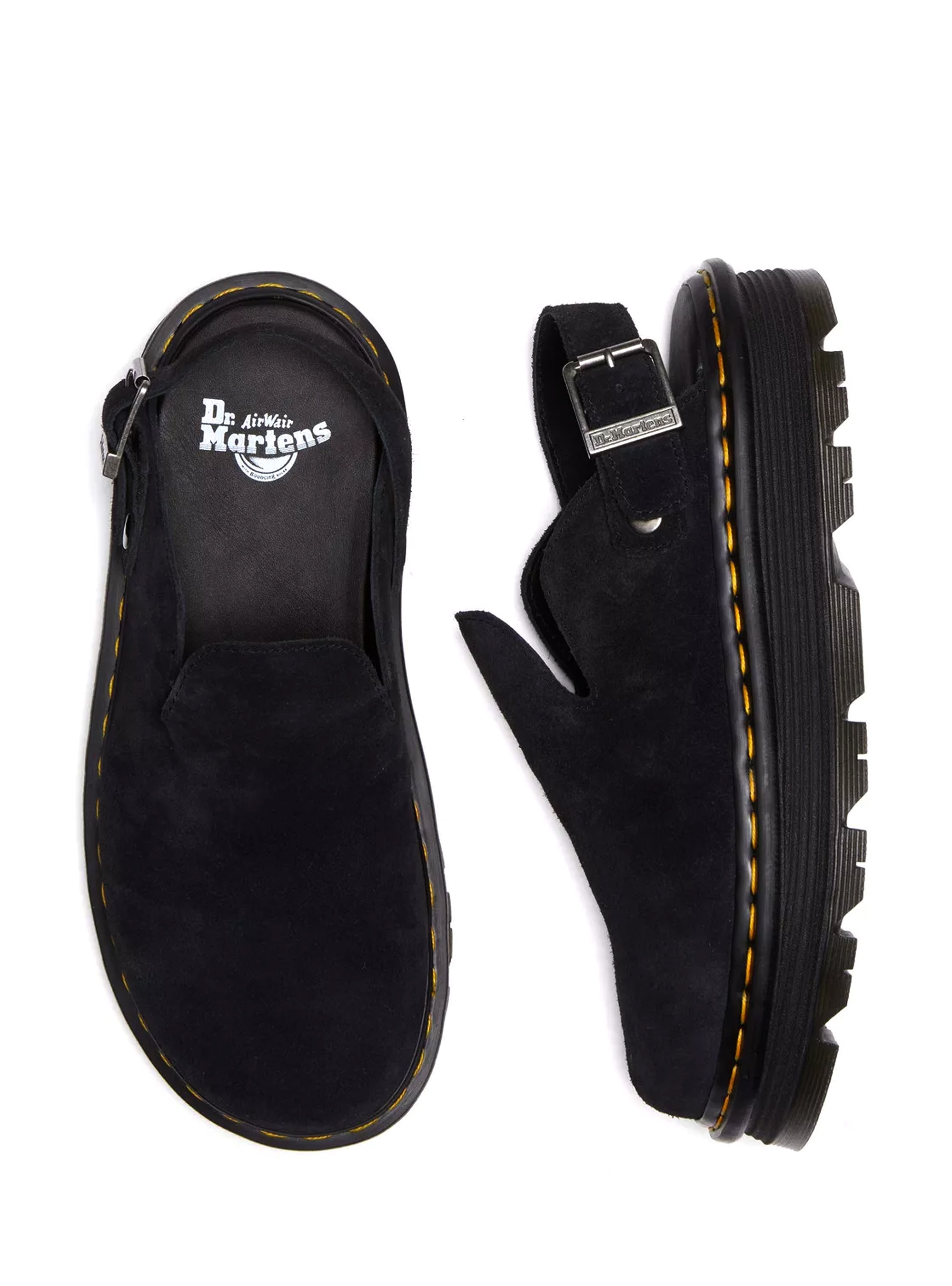 Dr Martens Zebzag Suede Casual Slingback Platform Mules - Black