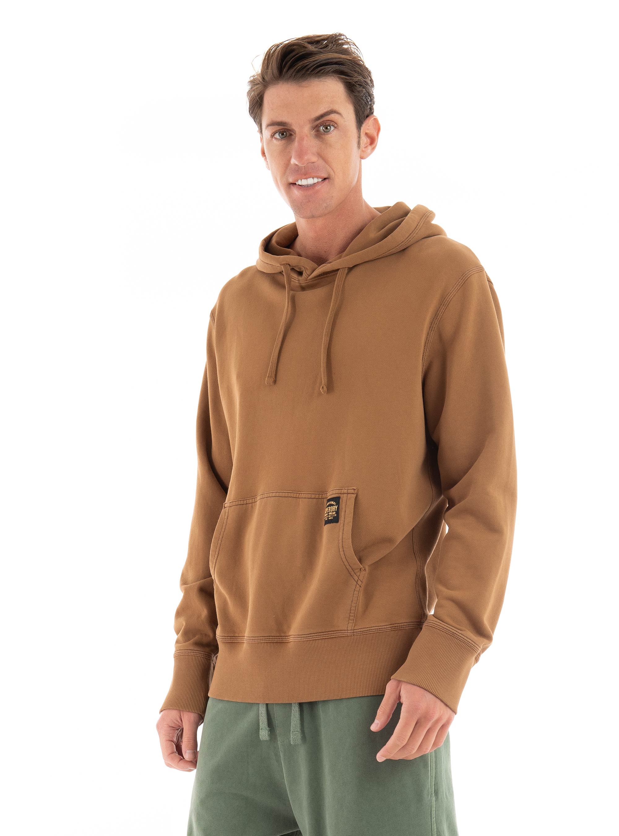 Superdry D2 Ovin Contrast Stitch Relaxed Hoodie - Light Brown