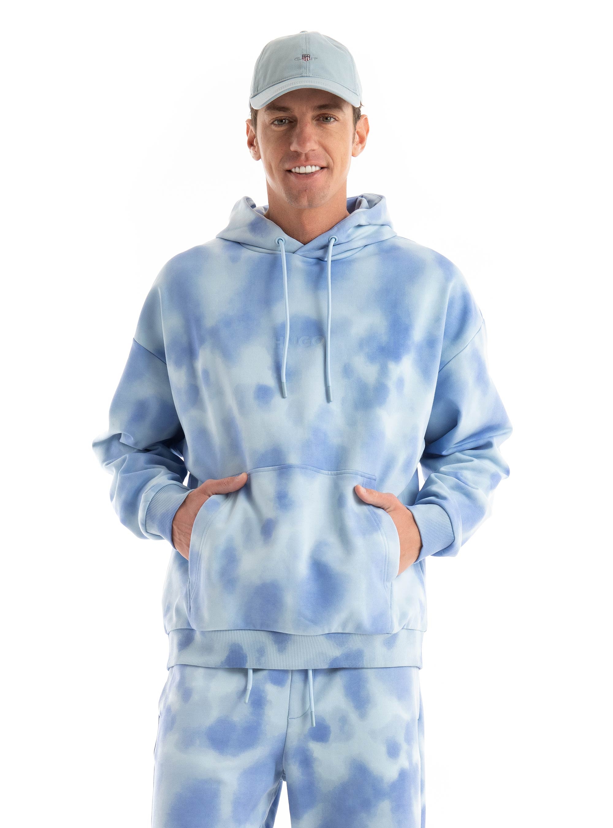HUGO Oversize Fit Hoodie Dolta - Light Blue