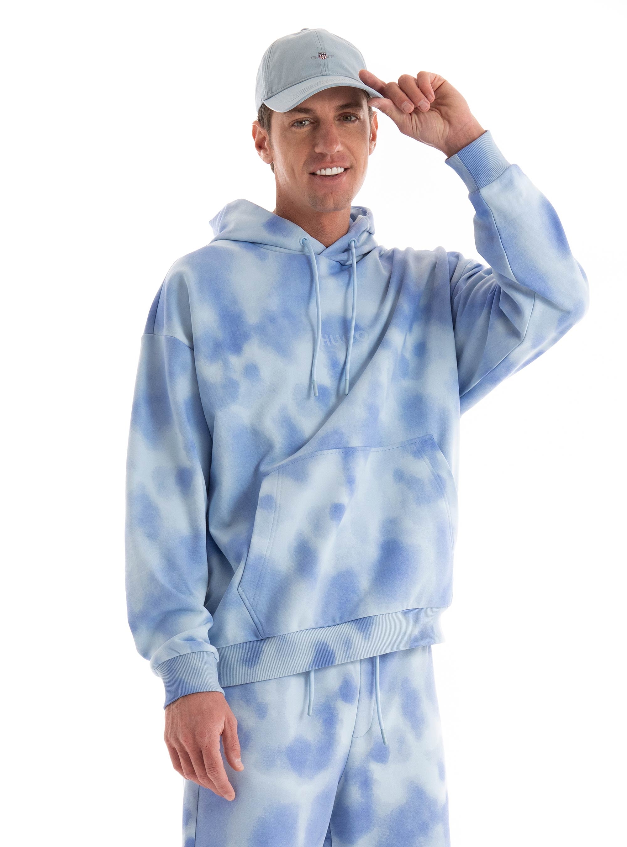 HUGO Oversize Fit Hoodie Dolta - Light Blue