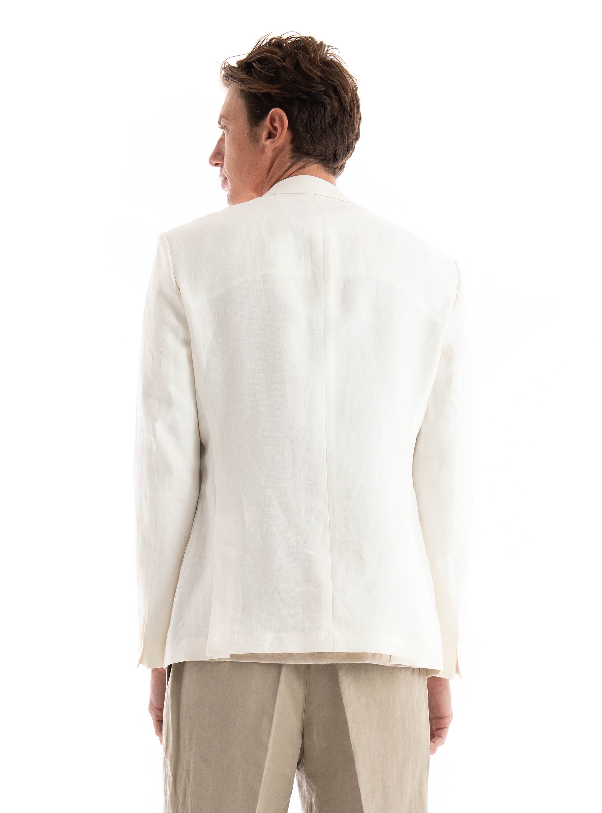 BOSS Slim Fit Linen Blazer H-Hutson-Peak-242 - White