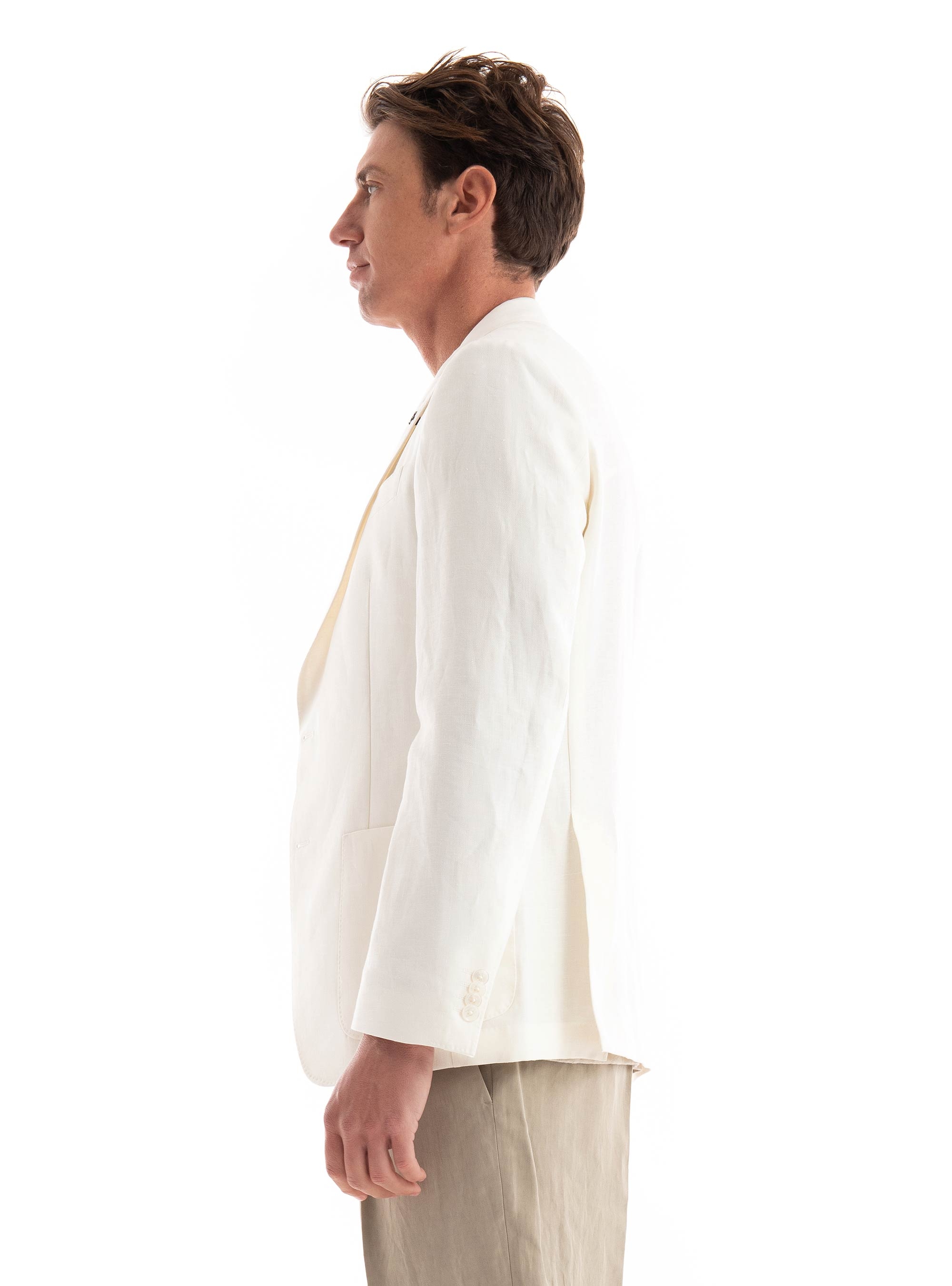 BOSS Slim Fit Linen Blazer H-Hutson-Peak-242 - White