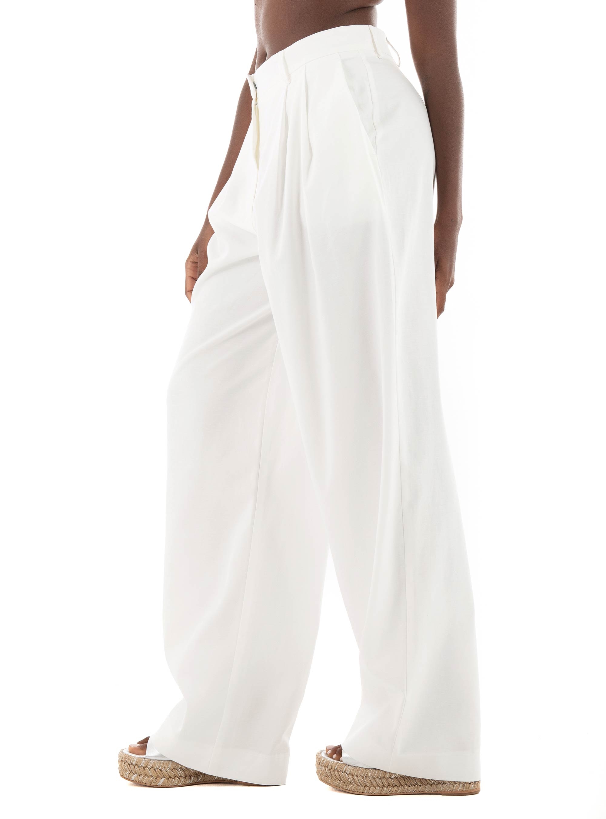 Black & Black Pants - White