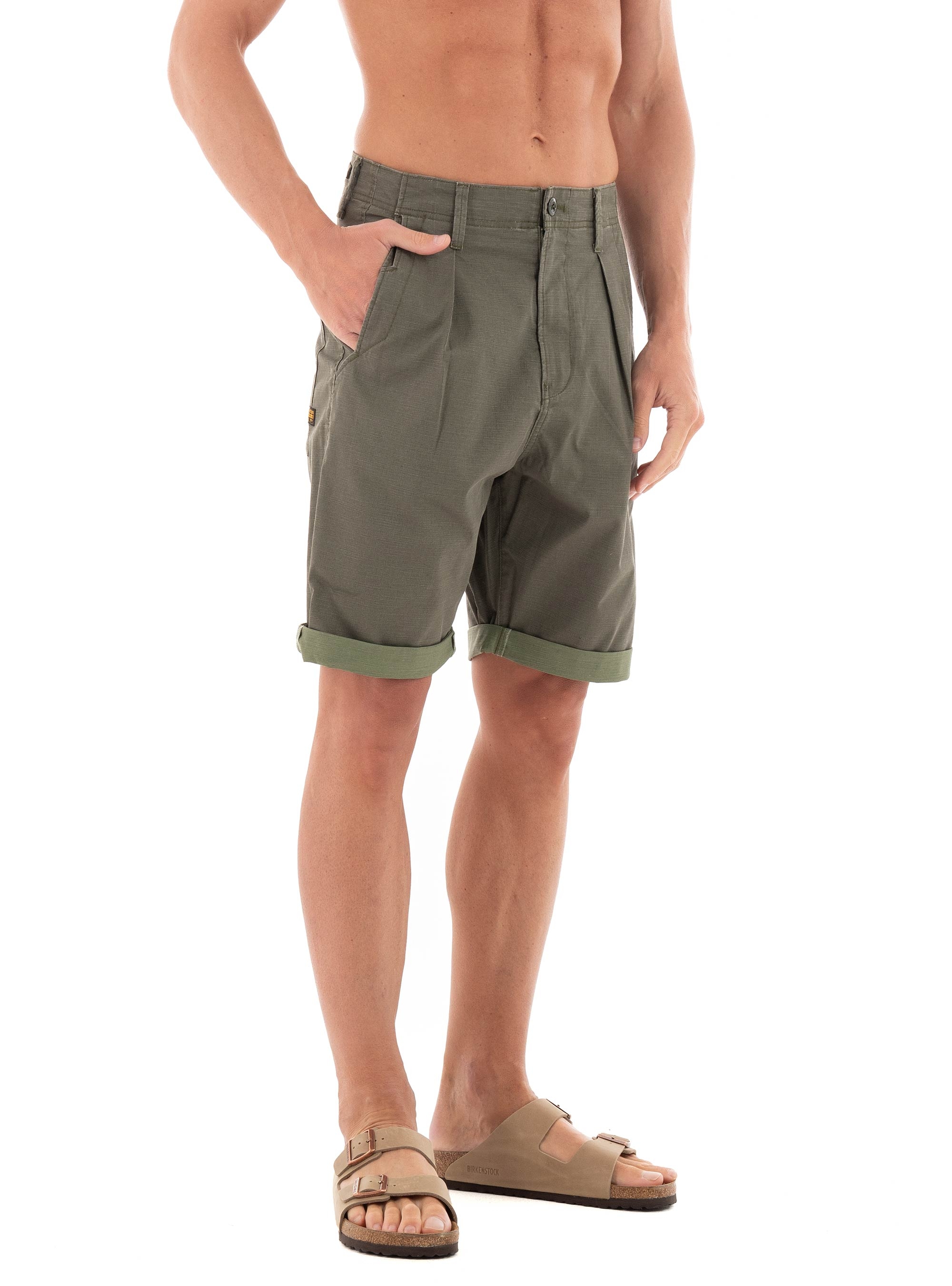 G-Star Pleated Chino Shorts - Olive 