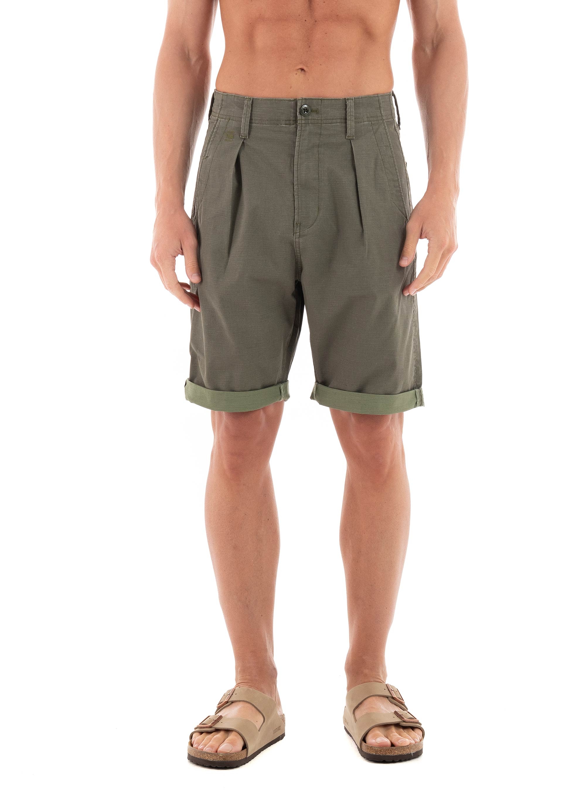 G-Star Pleated Chino Shorts - Olive 