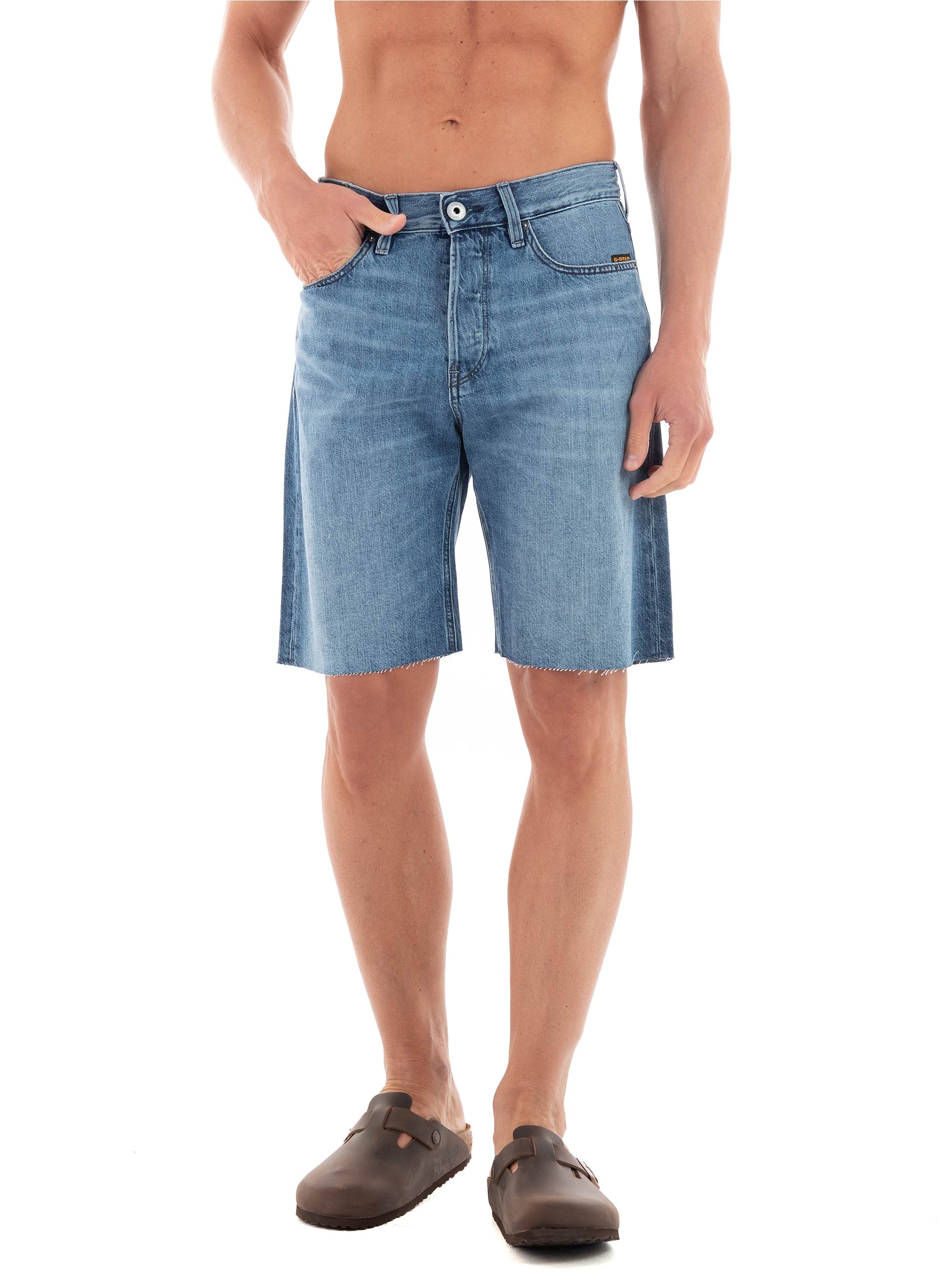 G-Star Dakota Raw Edge Denim Shorts - Medium Aged Denim